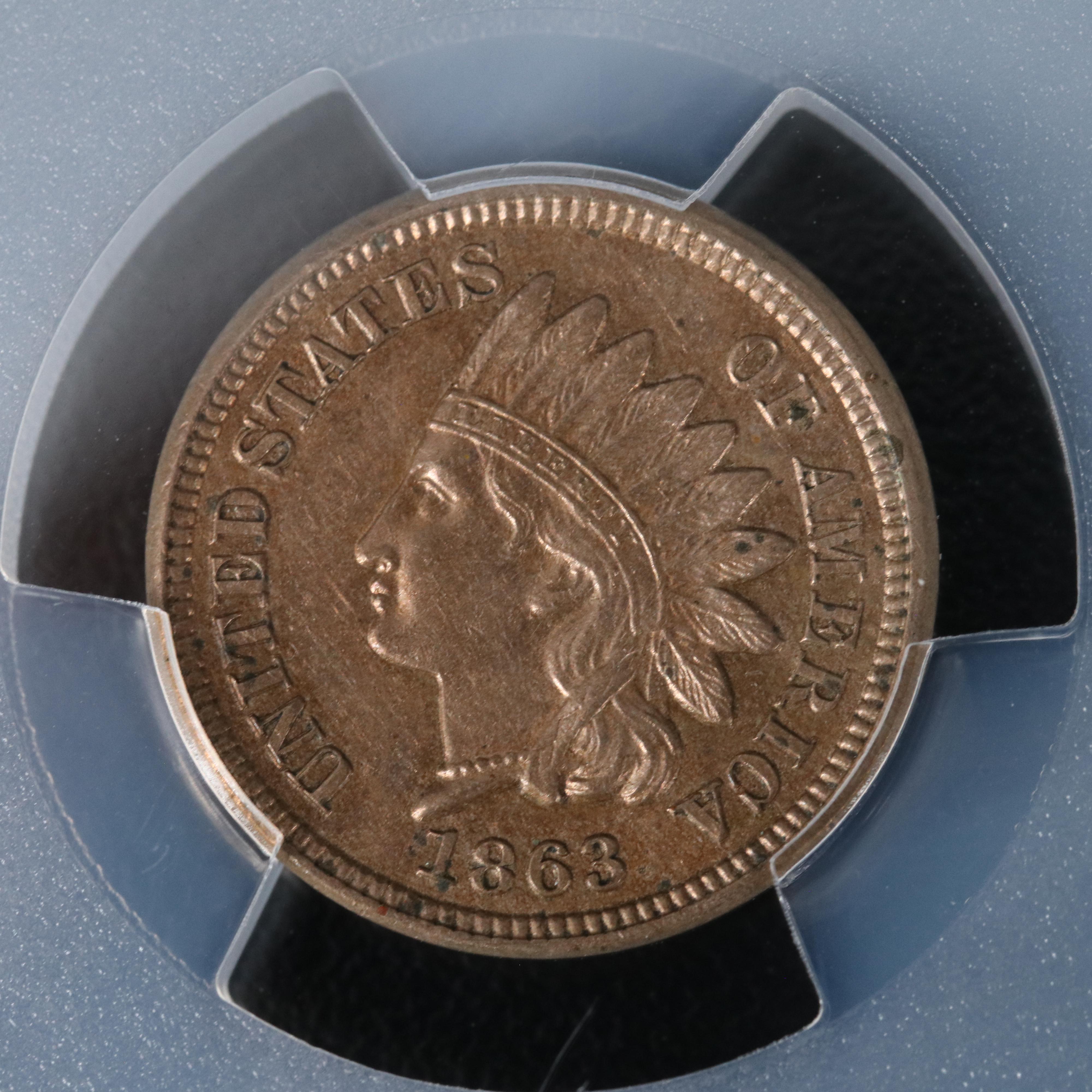Two PCGS Graded 1863 Copper-Nickel Indian Head Cents, AU58 and MS63