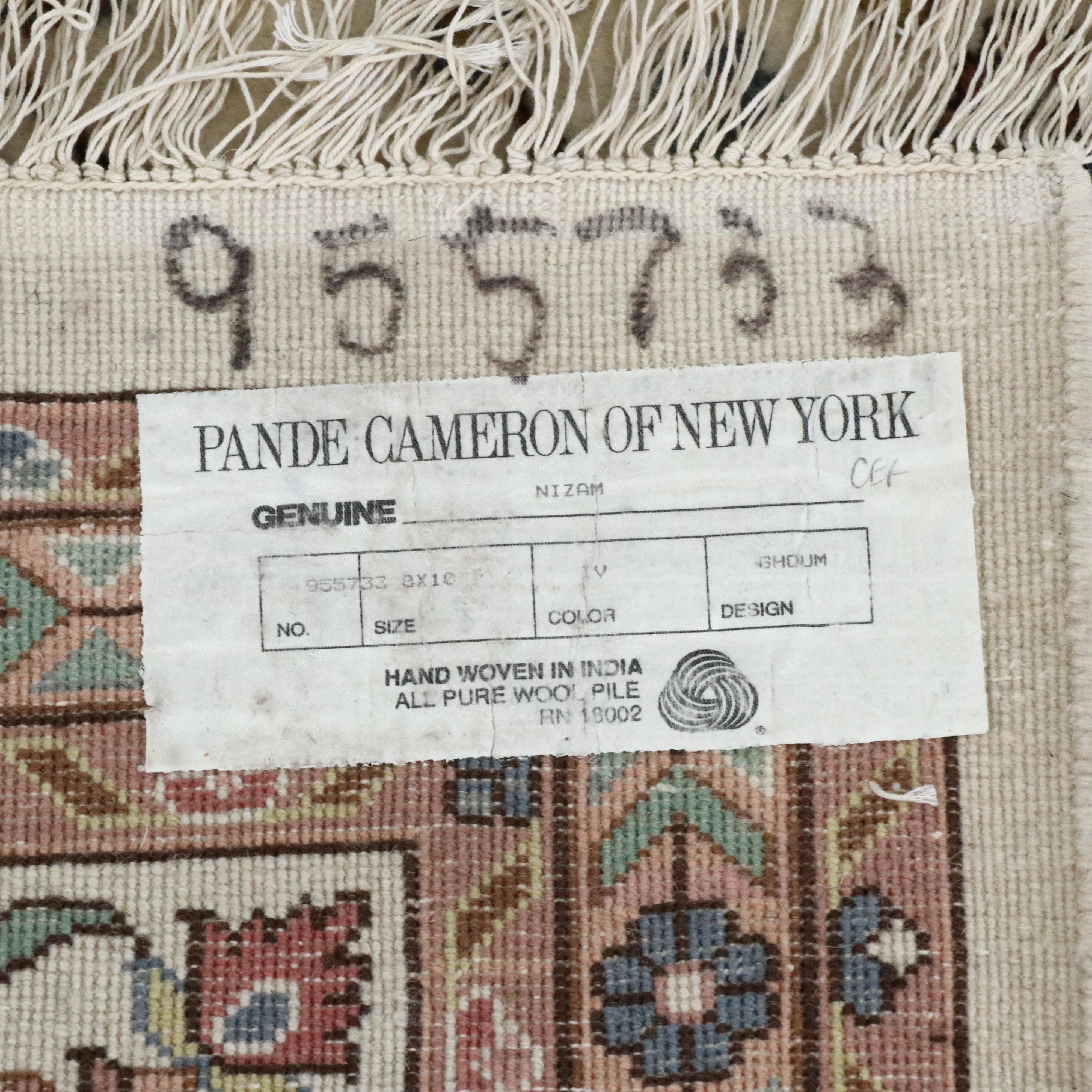8' x 10'6 Hand-Knotted Pande Cameron of New York "Nizam" Area Rug