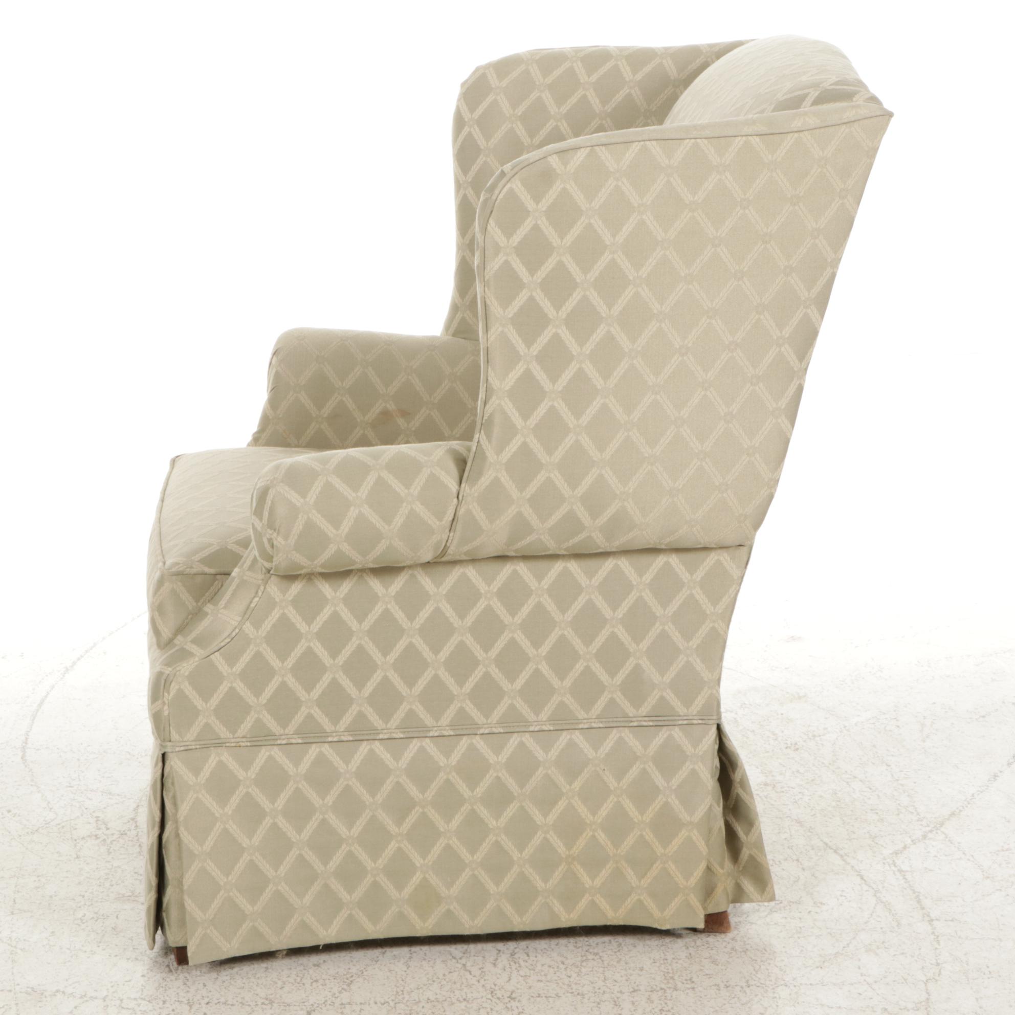 Broyhill Upholstered Wing Back Armchair and Ottoman