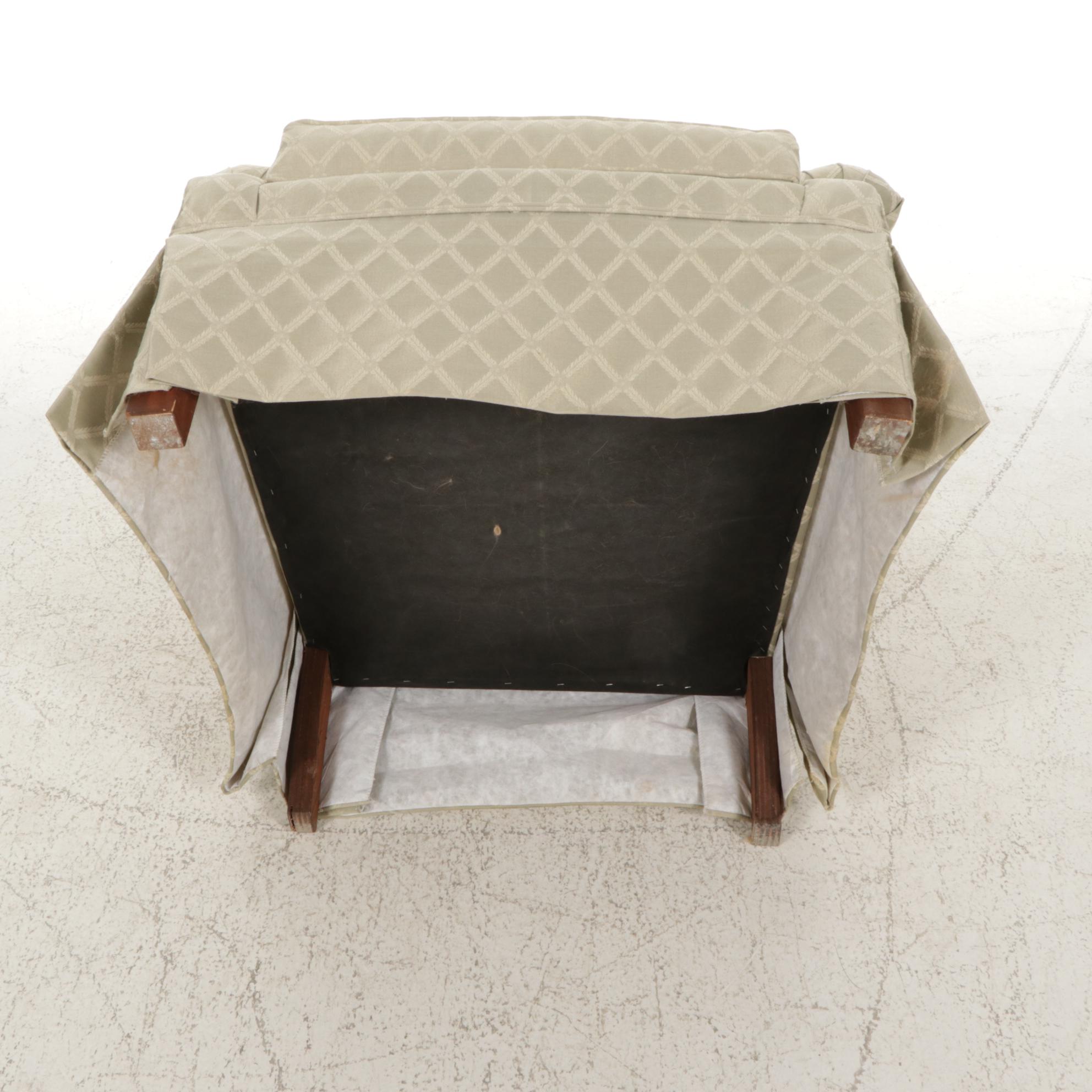 Broyhill Upholstered Wing Back Armchair and Ottoman