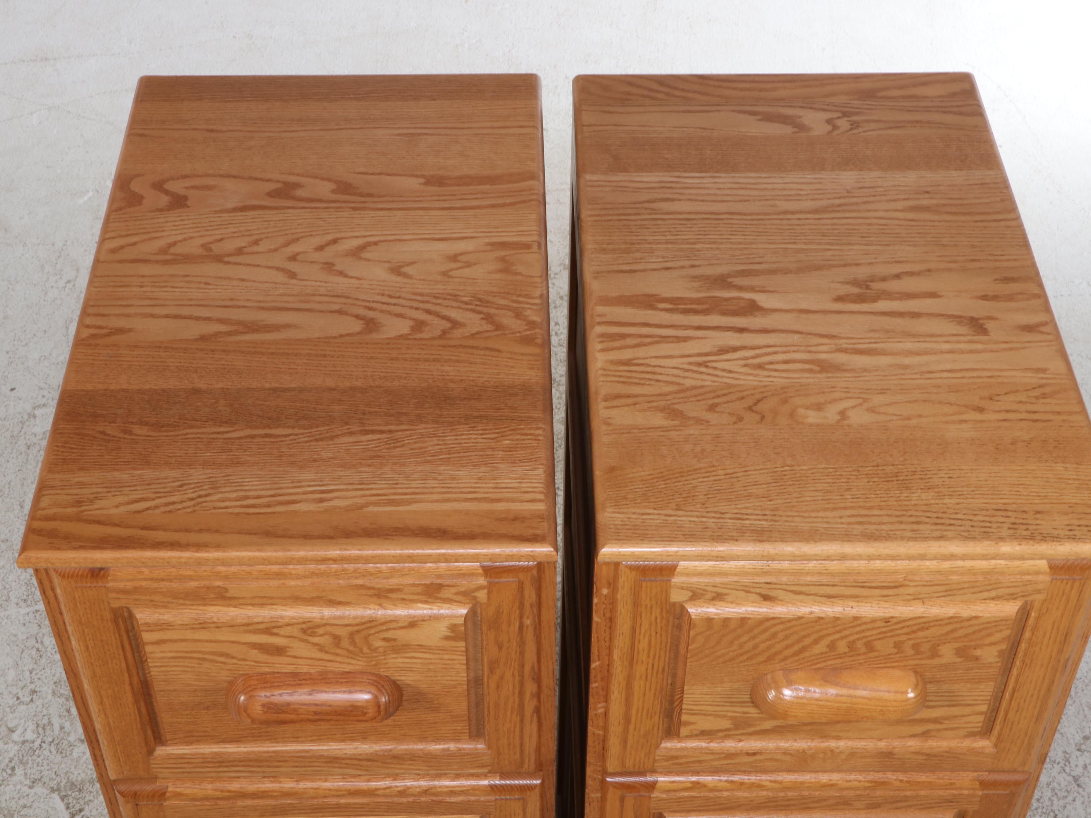 Pair of Oak Four-Drawer File Cabinets