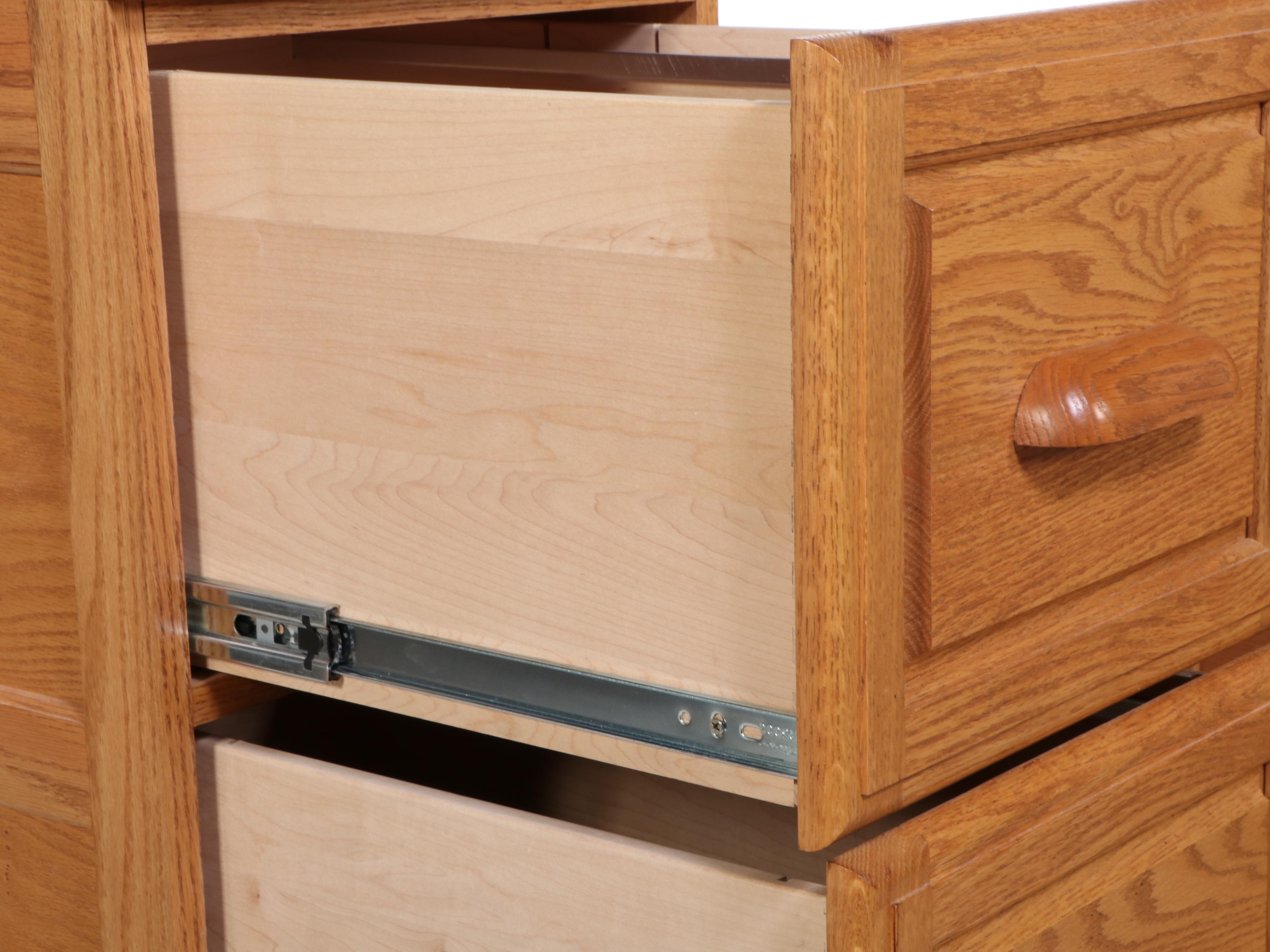 Pair of Oak Four-Drawer File Cabinets