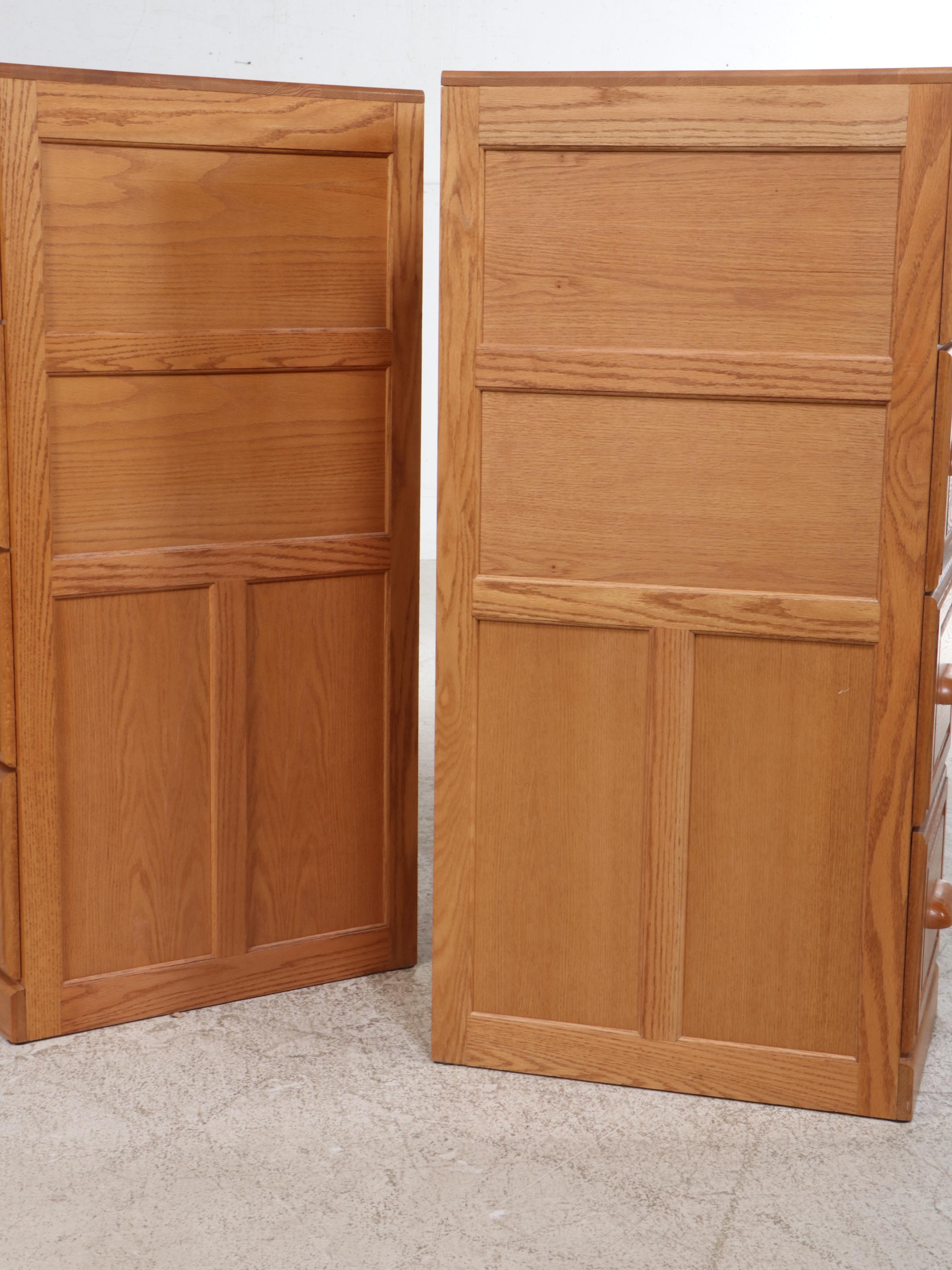Pair of Oak Four-Drawer File Cabinets