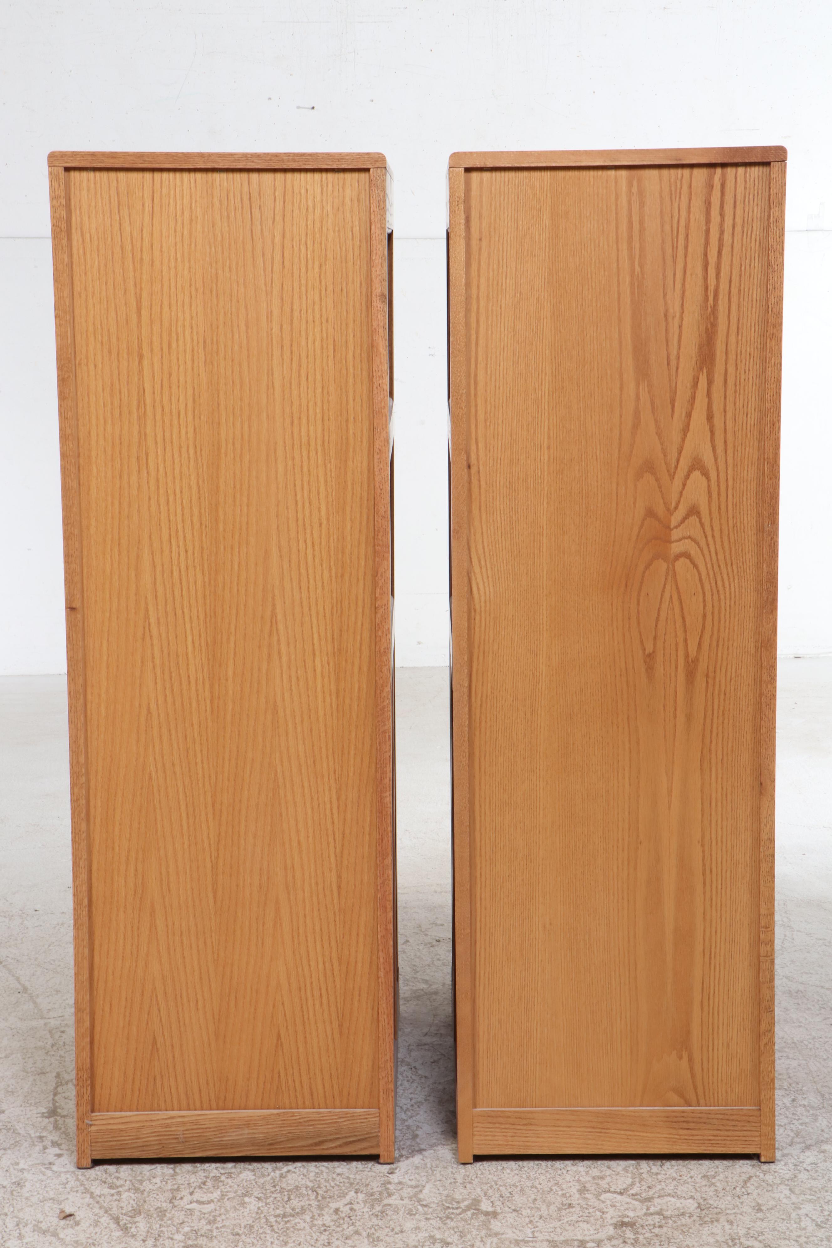 Pair of Oak Four-Drawer File Cabinets