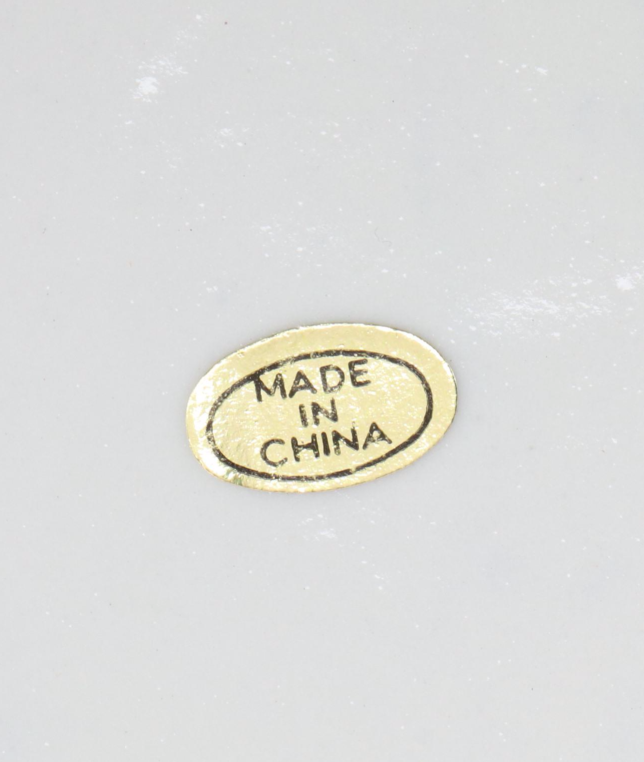 Chinese Hand-Painted Floral Motif Ceramic Serving Bowls