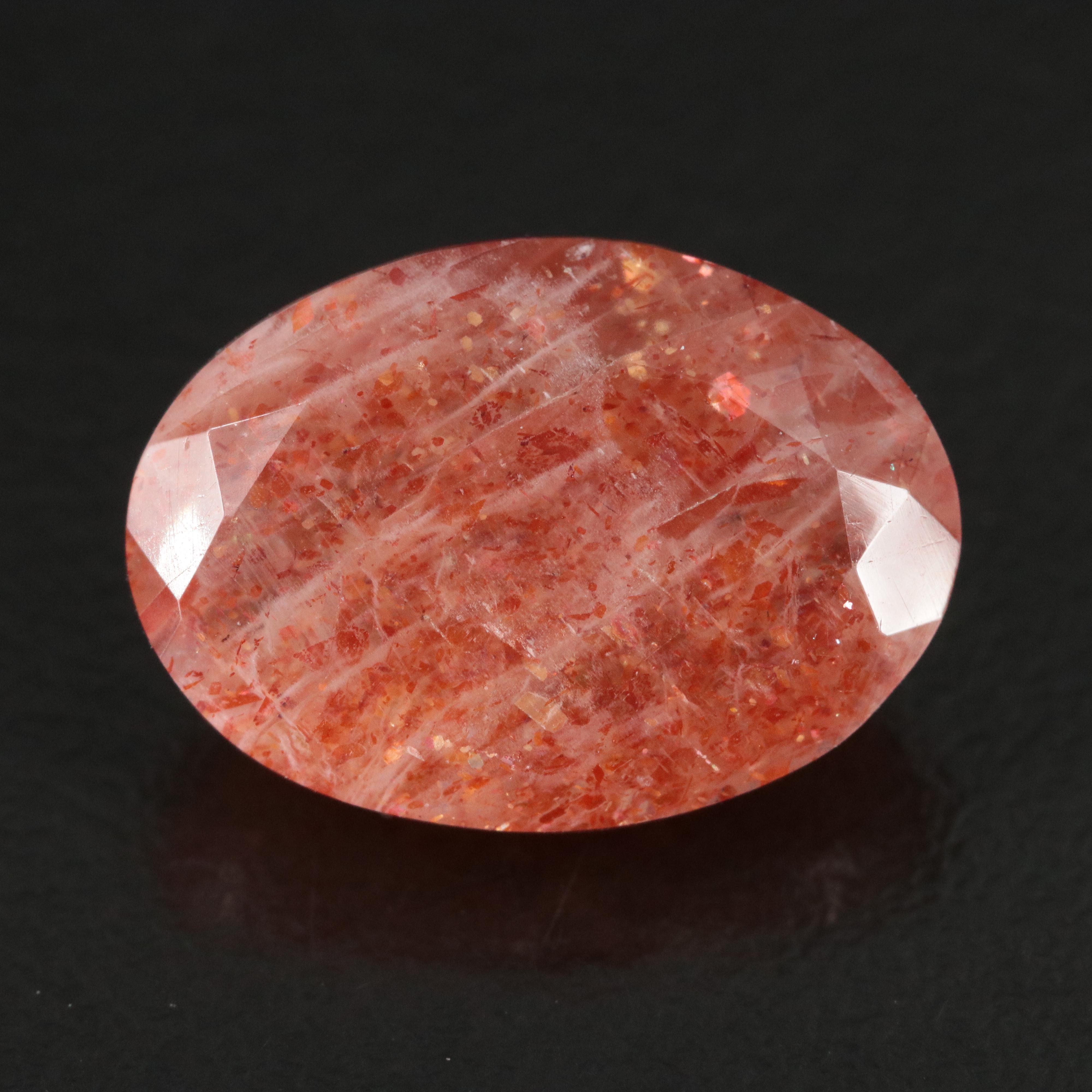 Loose 9.45 CT Oval Faceted Sunstone
