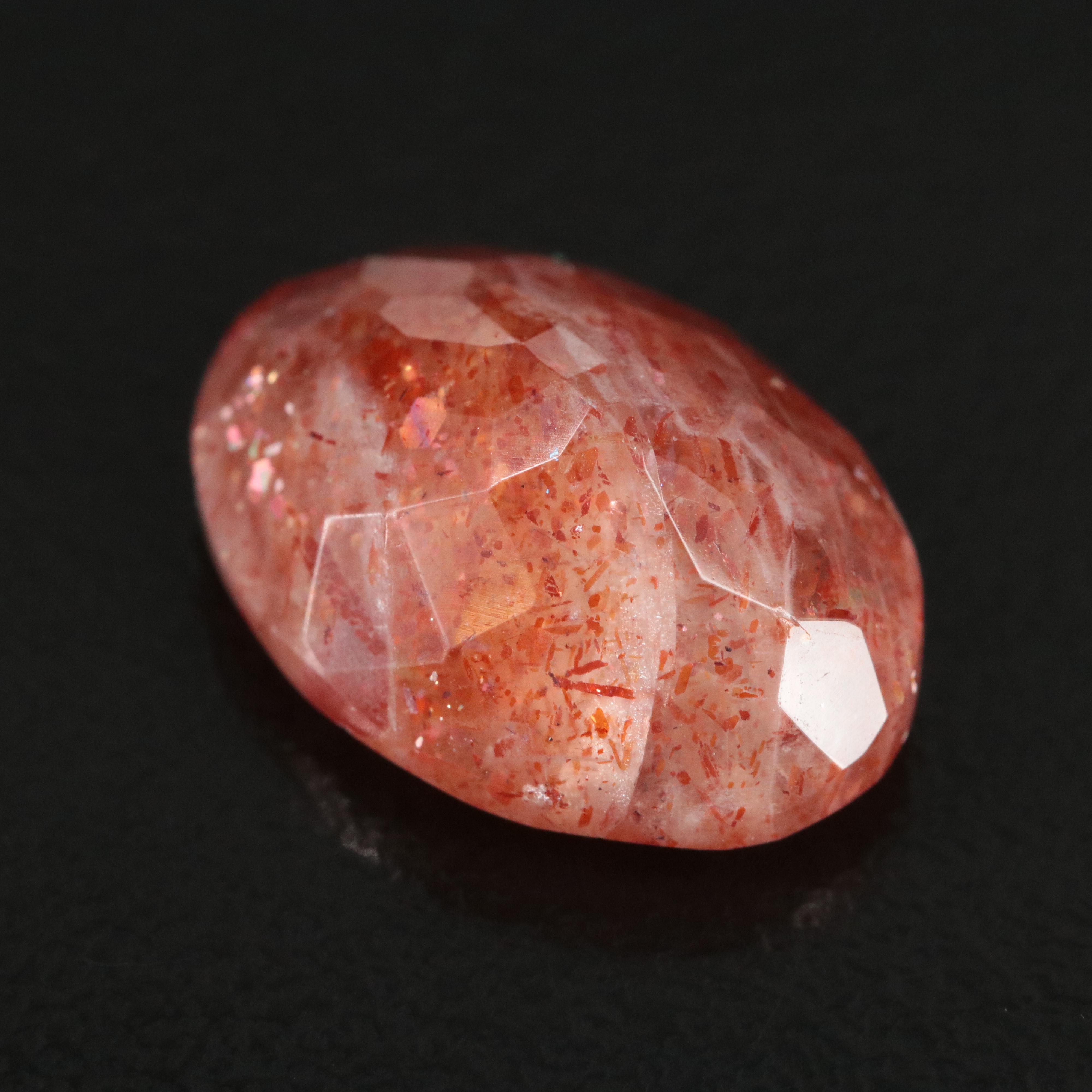 Loose 9.45 CT Oval Faceted Sunstone