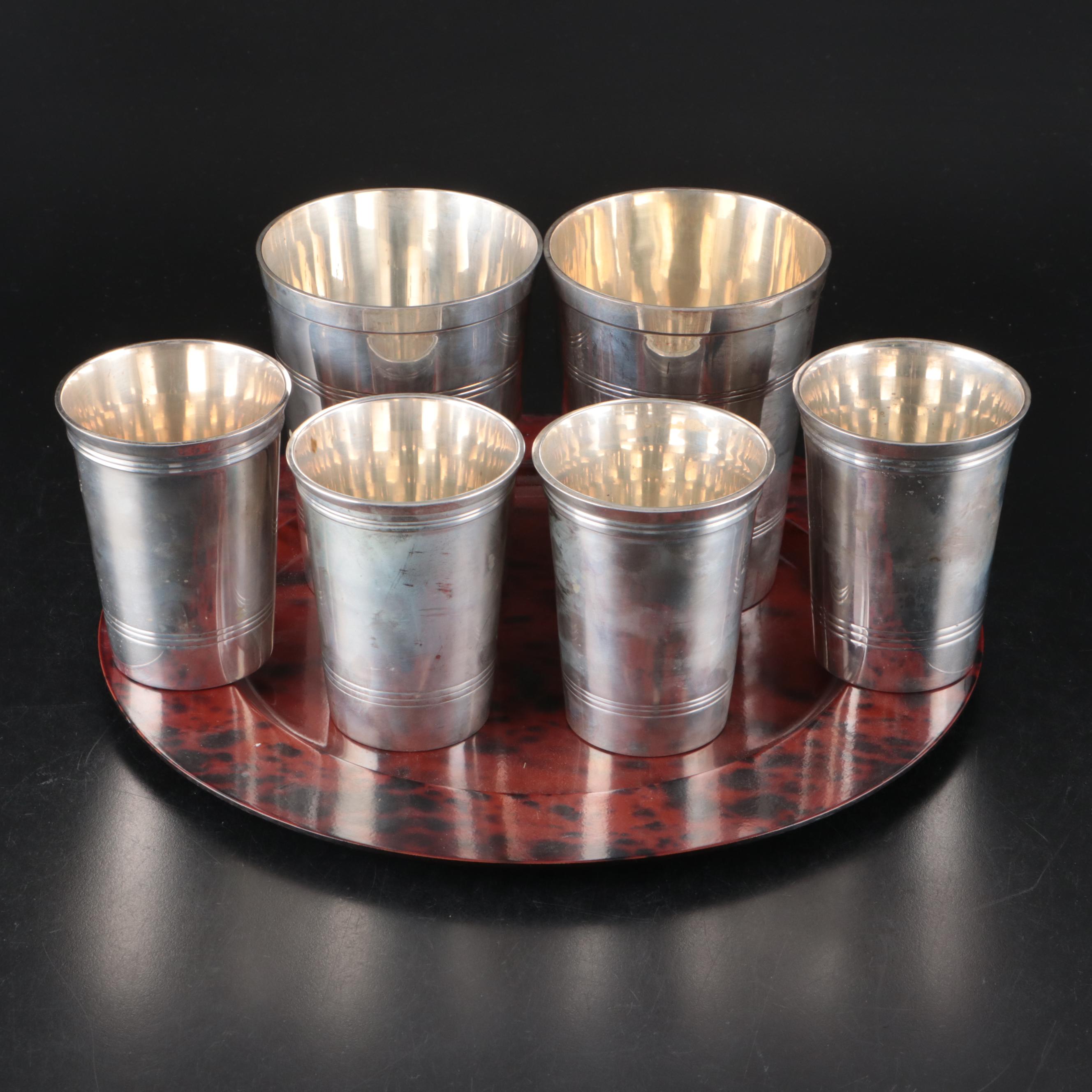 Indian Silver Plate Vases with Leopard Pattern Plastic Plate