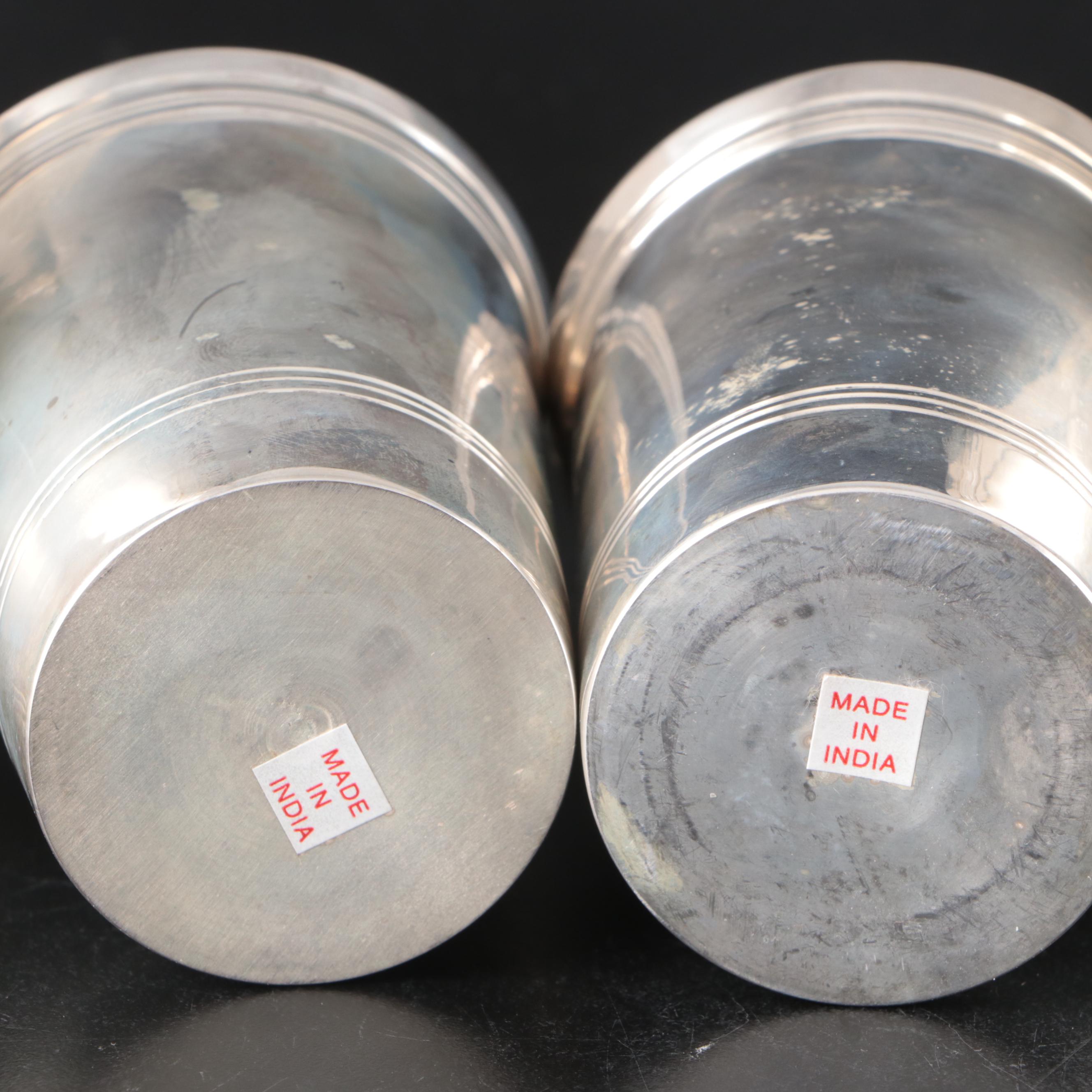 Indian Silver Plate Vases with Leopard Pattern Plastic Plate