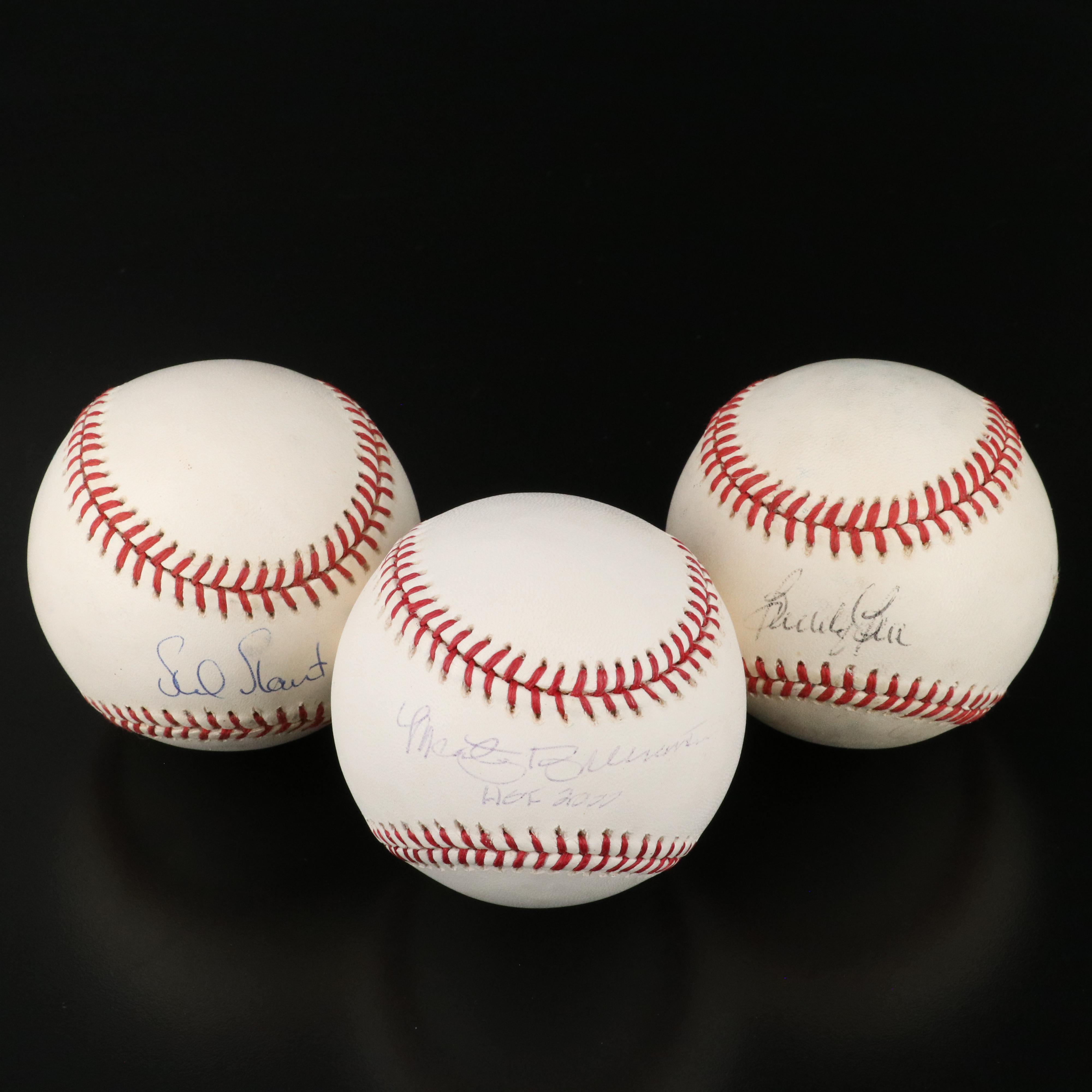 Three Signed Rawlings Baseballs, Marty Brennaman, Buddy Bell, Phil Plantier