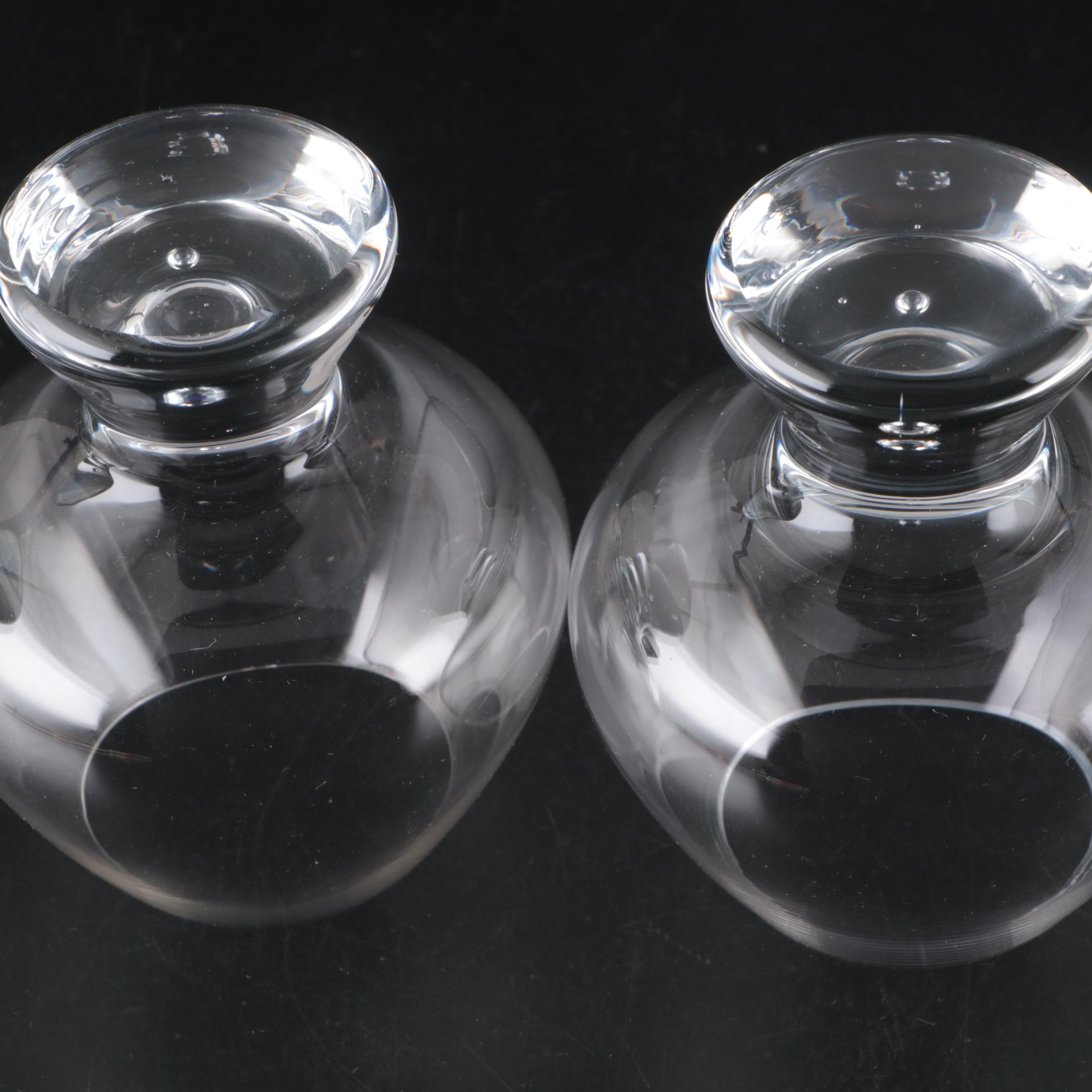 Suspended Bubble Glass Brandy Snifters with Acrylic Trays, and Tea Towels