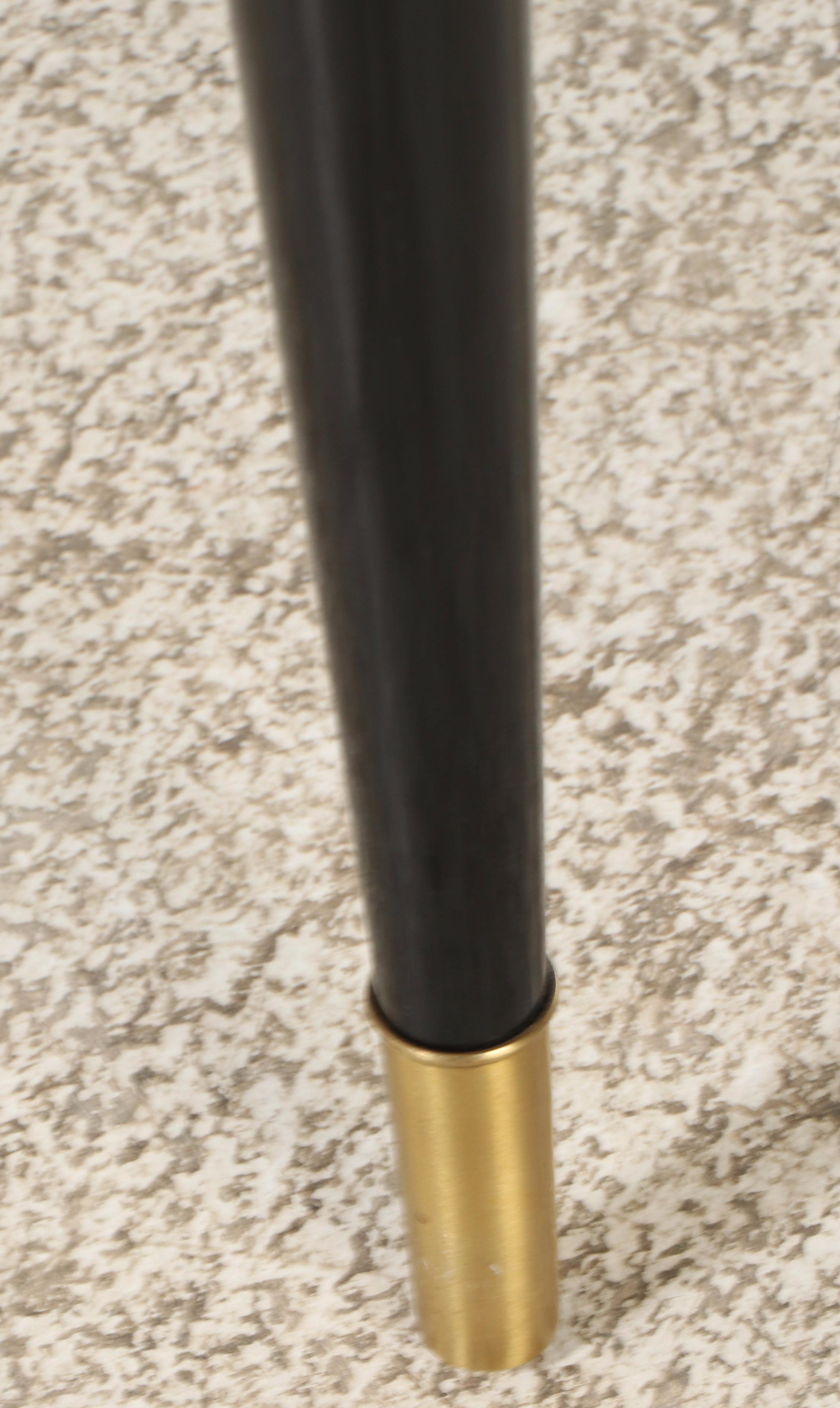 Pair of S.J. Campbell Co. Brass-Mounted, Ebonized, and Leather-Clad Side Tables