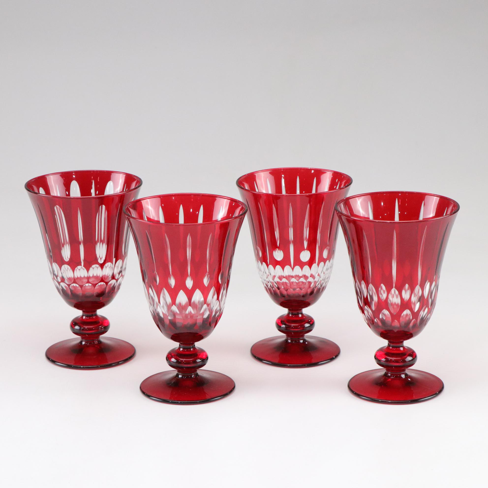 Williams-Sonoma "Wilshire Jewel" Ruby Red Glass Water Goblets