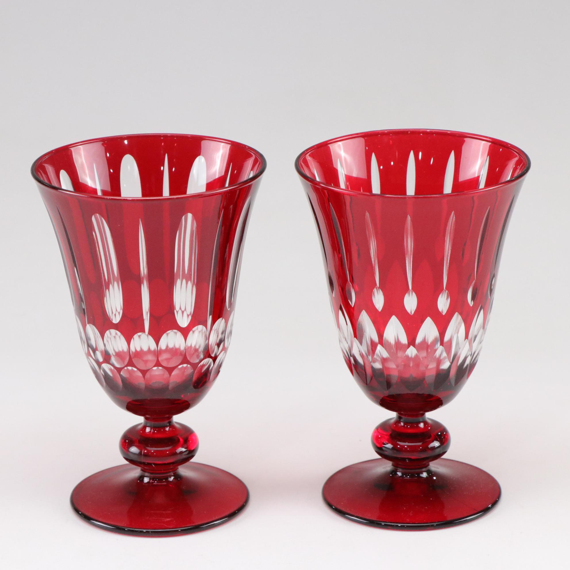 Williams-Sonoma "Wilshire Jewel" Ruby Red Glass Water Goblets