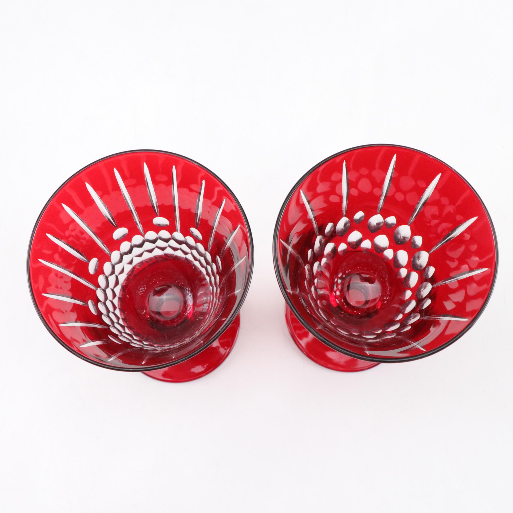 Williams-Sonoma "Wilshire Jewel" Ruby Red Glass Water Goblets