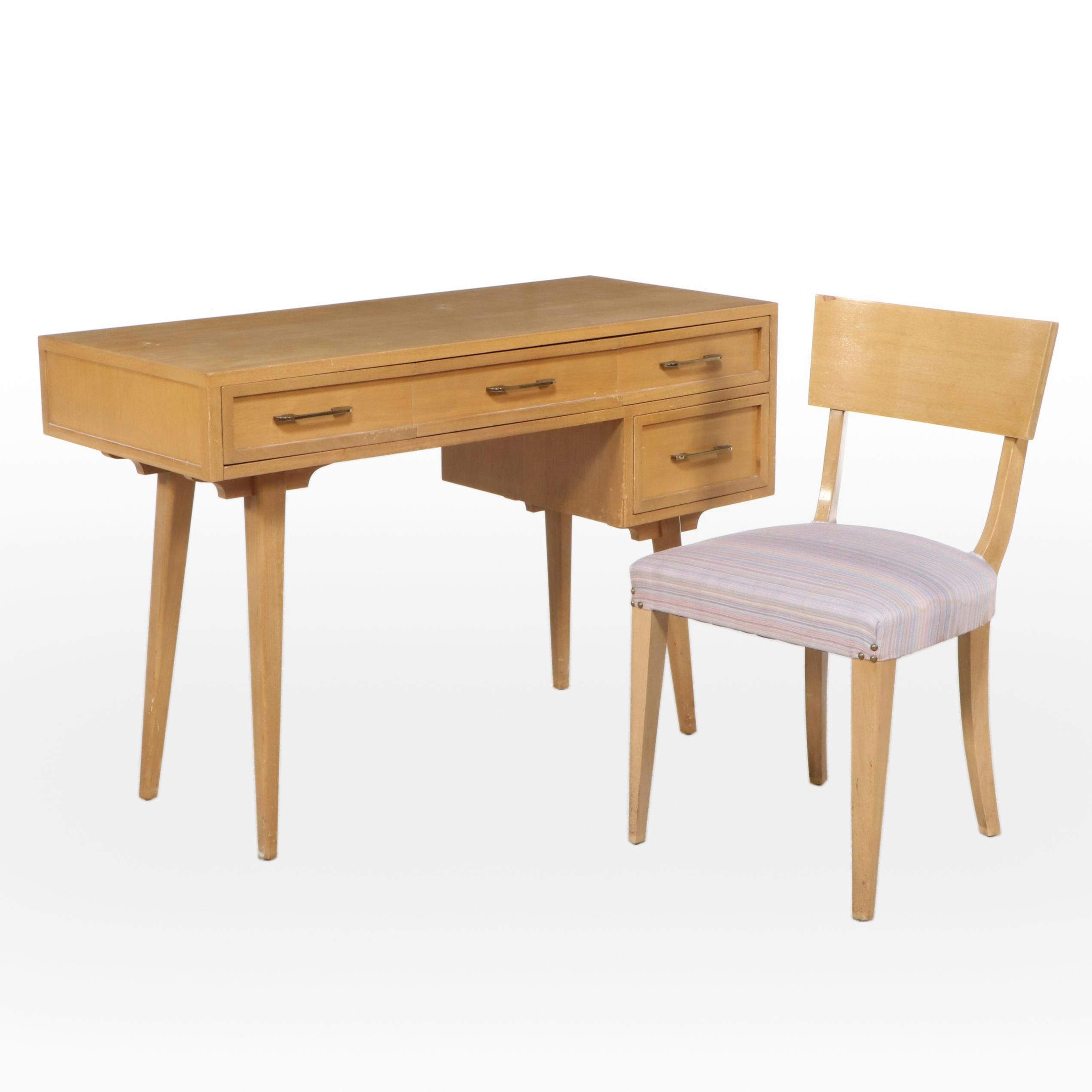 Mid Century Modern Style Maple Desk and Chair, Mid to Late 20th Century