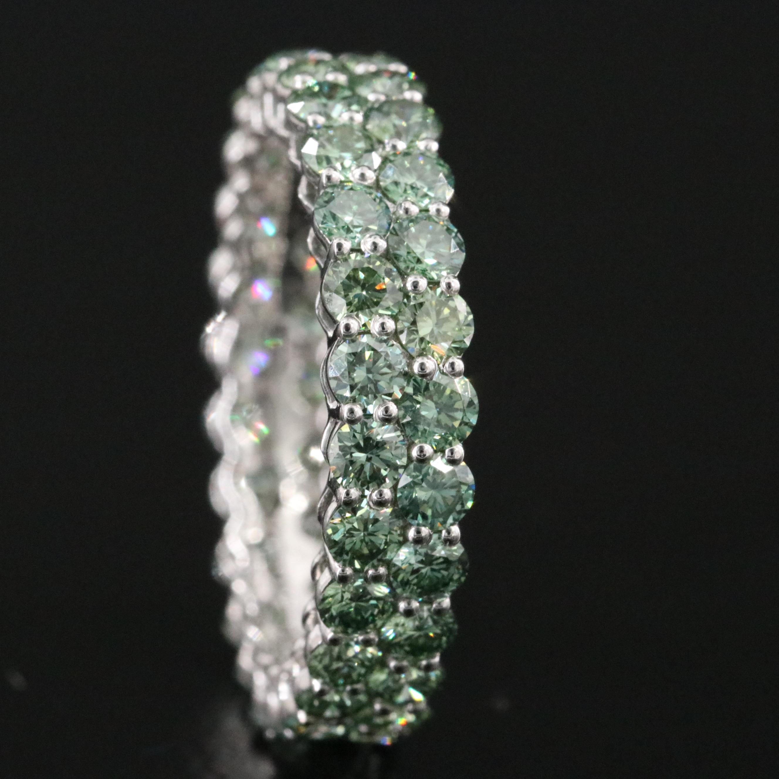 14K 2.96 CTW Fancy Green Lab Grown Diamond Eternity Band