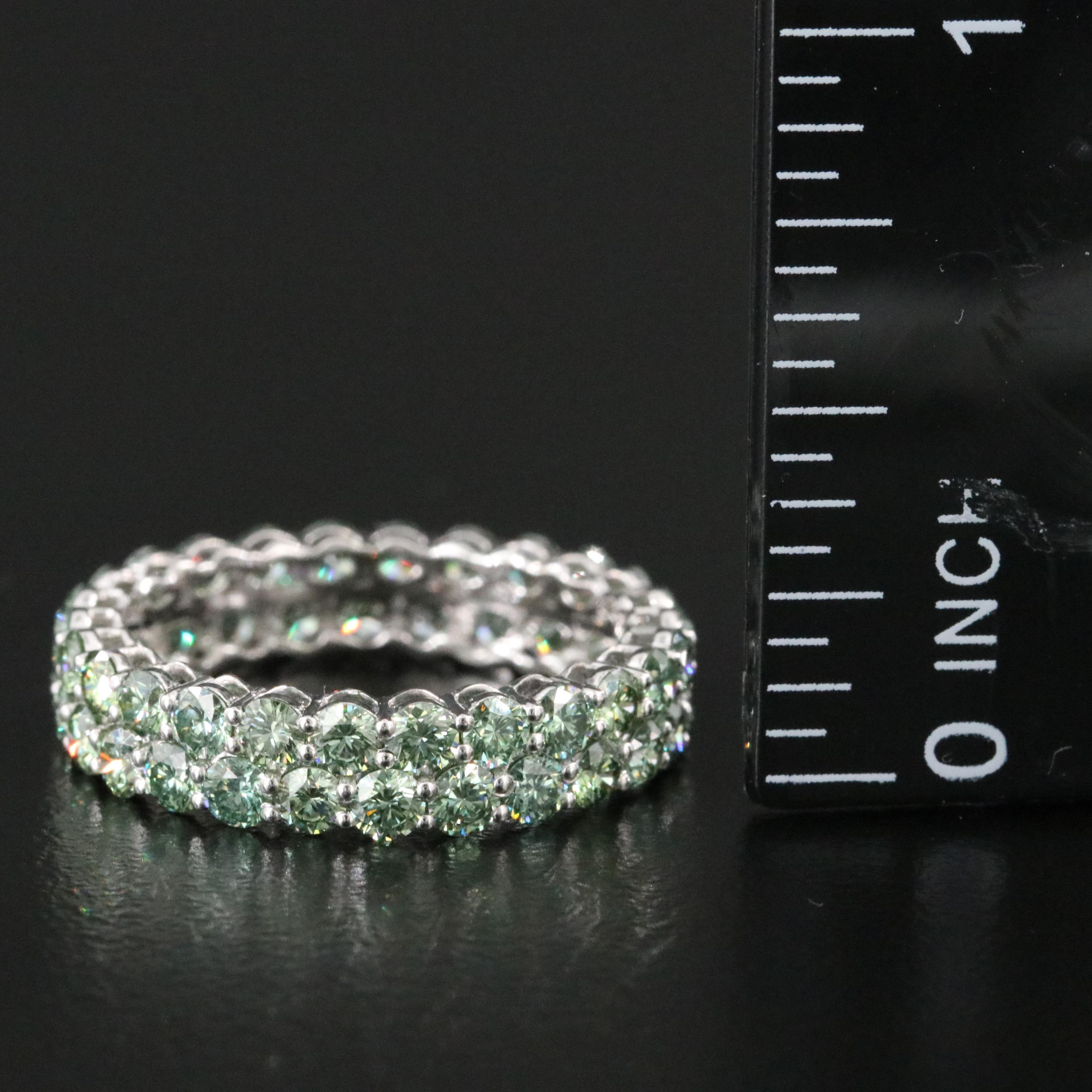 14K 2.96 CTW Fancy Green Lab Grown Diamond Eternity Band