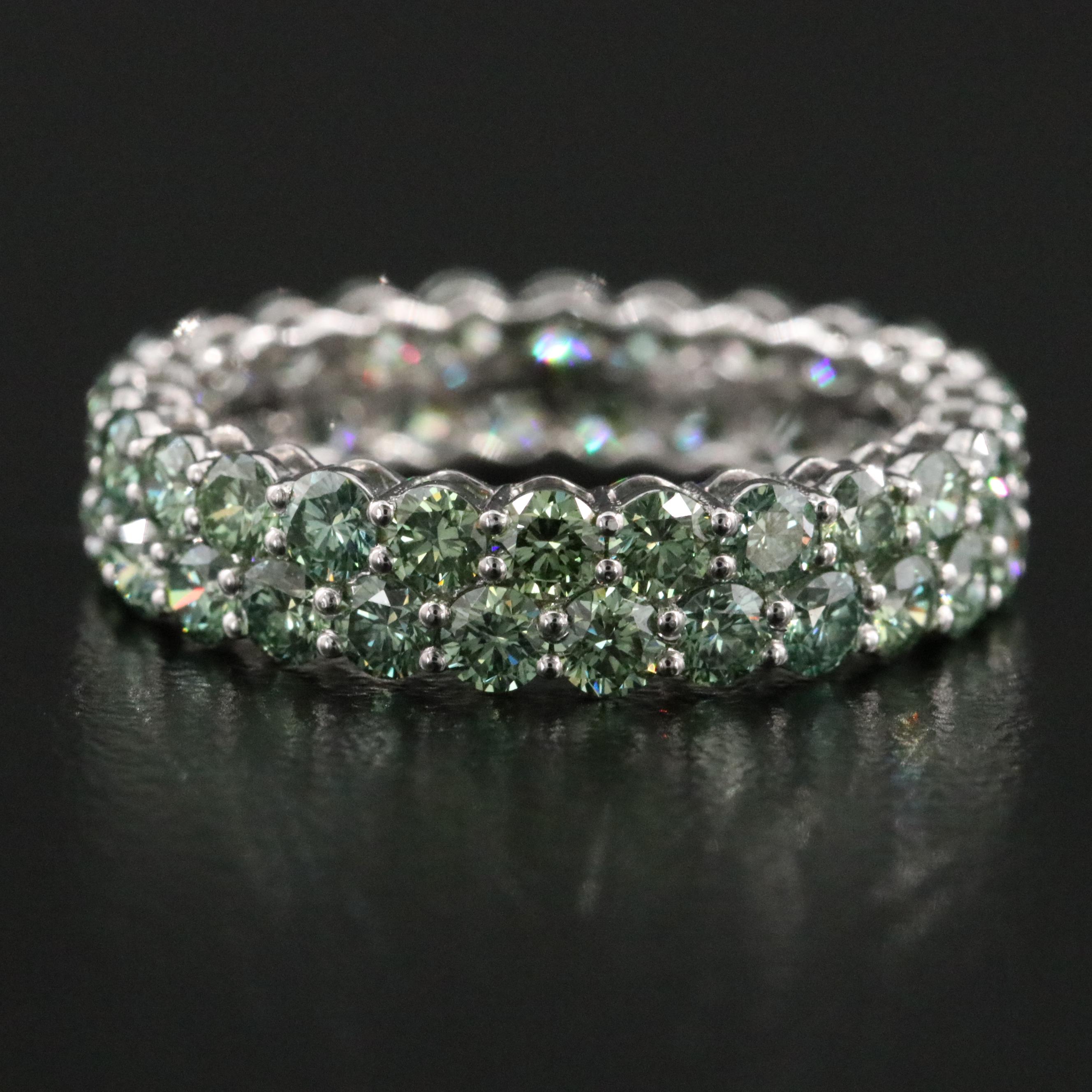 14K 2.96 CTW Fancy Green Lab Grown Diamond Eternity Band