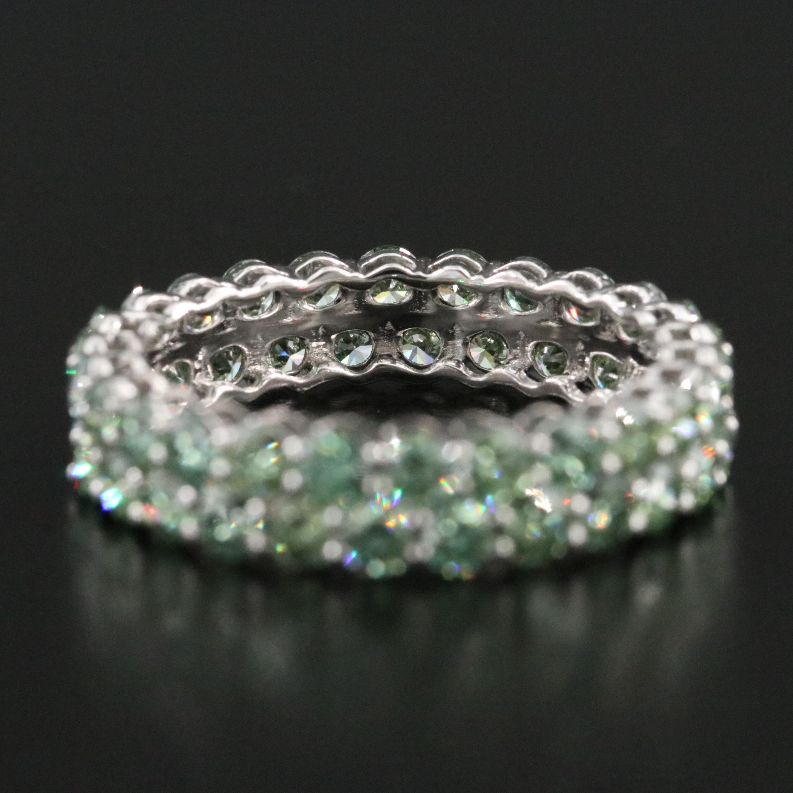 14K 2.96 CTW Fancy Green Lab Grown Diamond Eternity Band