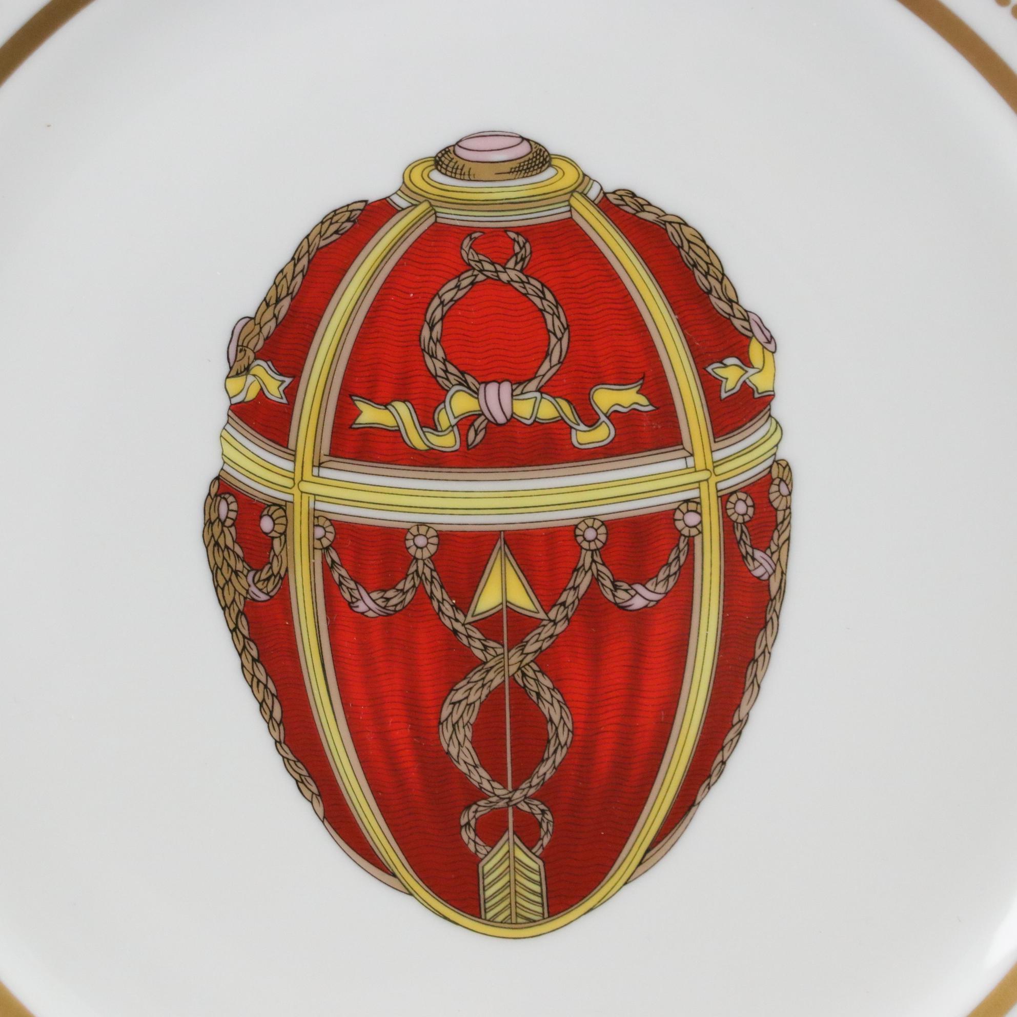 Fabergé Limoges Porcelain Gilt "Imperial Rosebud Egg" Pair of Plates