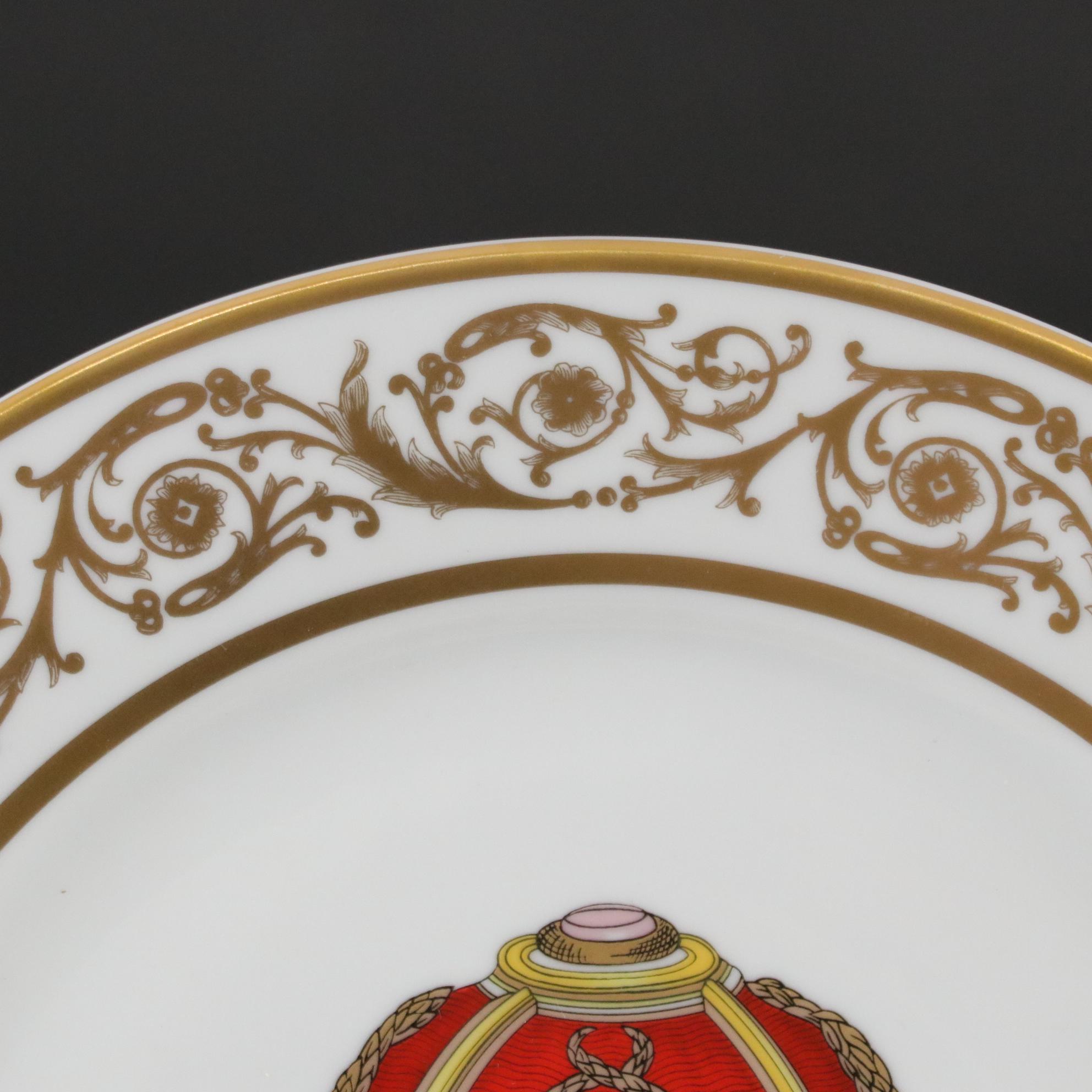 Fabergé Limoges Porcelain Gilt "Imperial Rosebud Egg" Pair of Plates