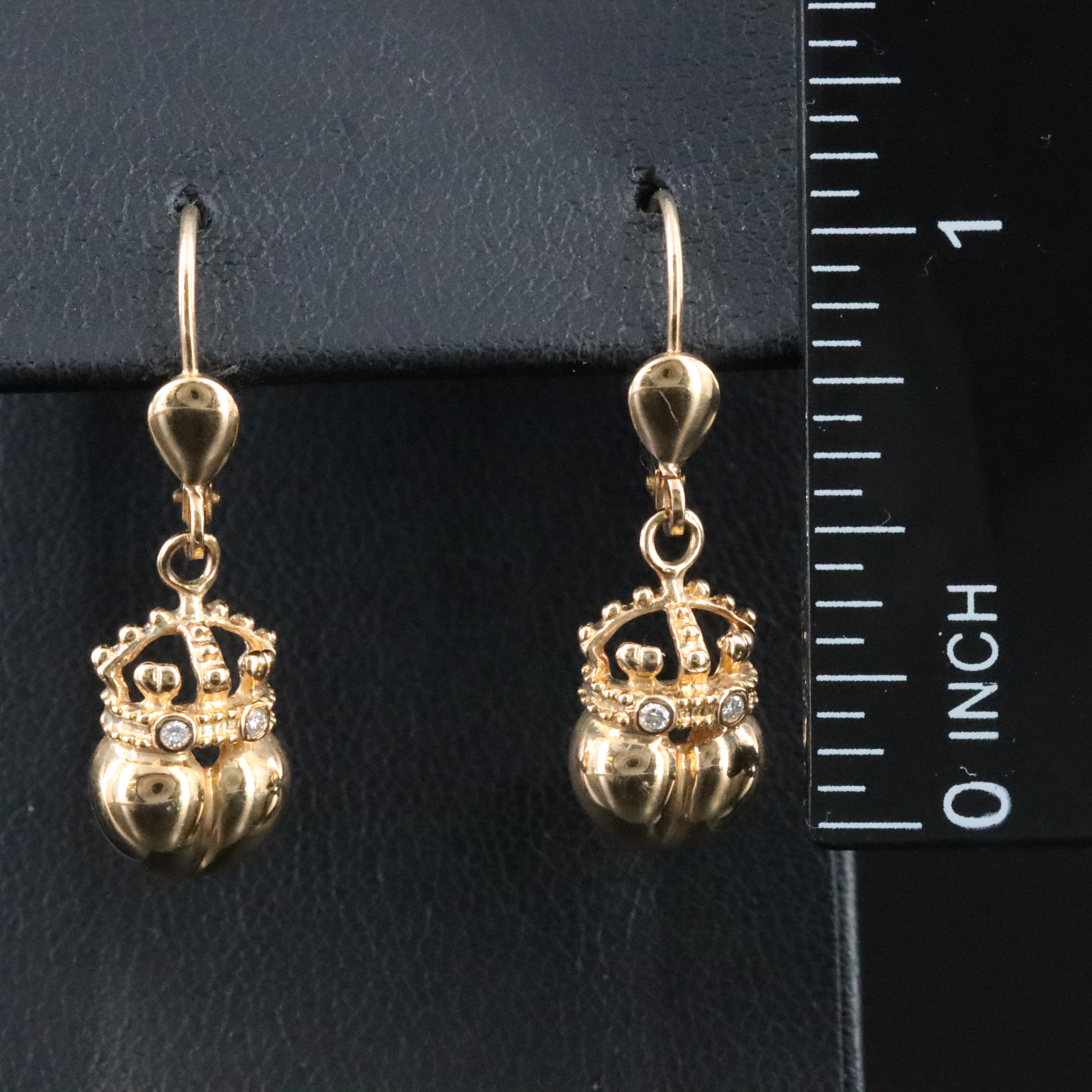 Barry Kieselstein-Cord 14K Diamond Crown Heart Earrings