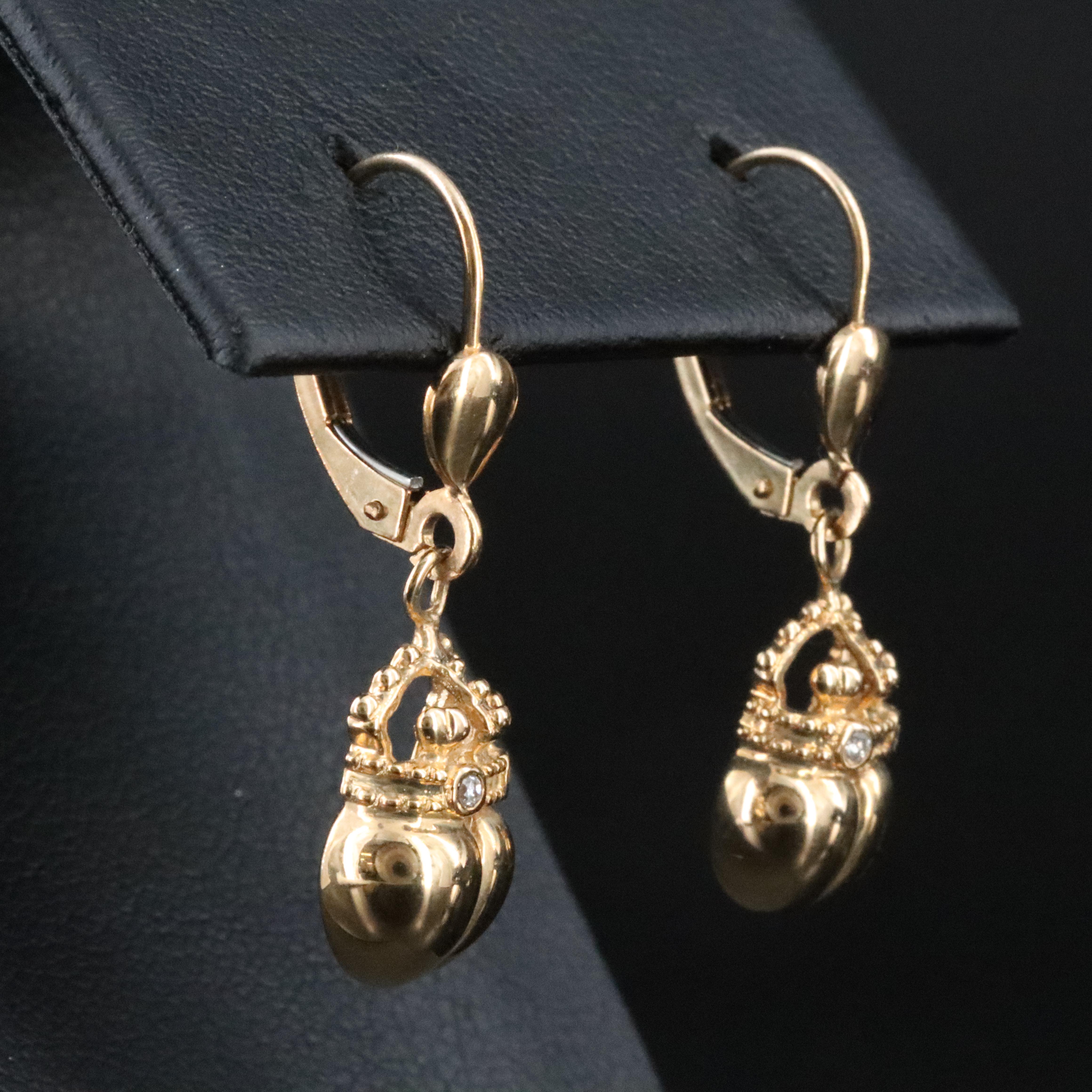 Barry Kieselstein-Cord 14K Diamond Crown Heart Earrings