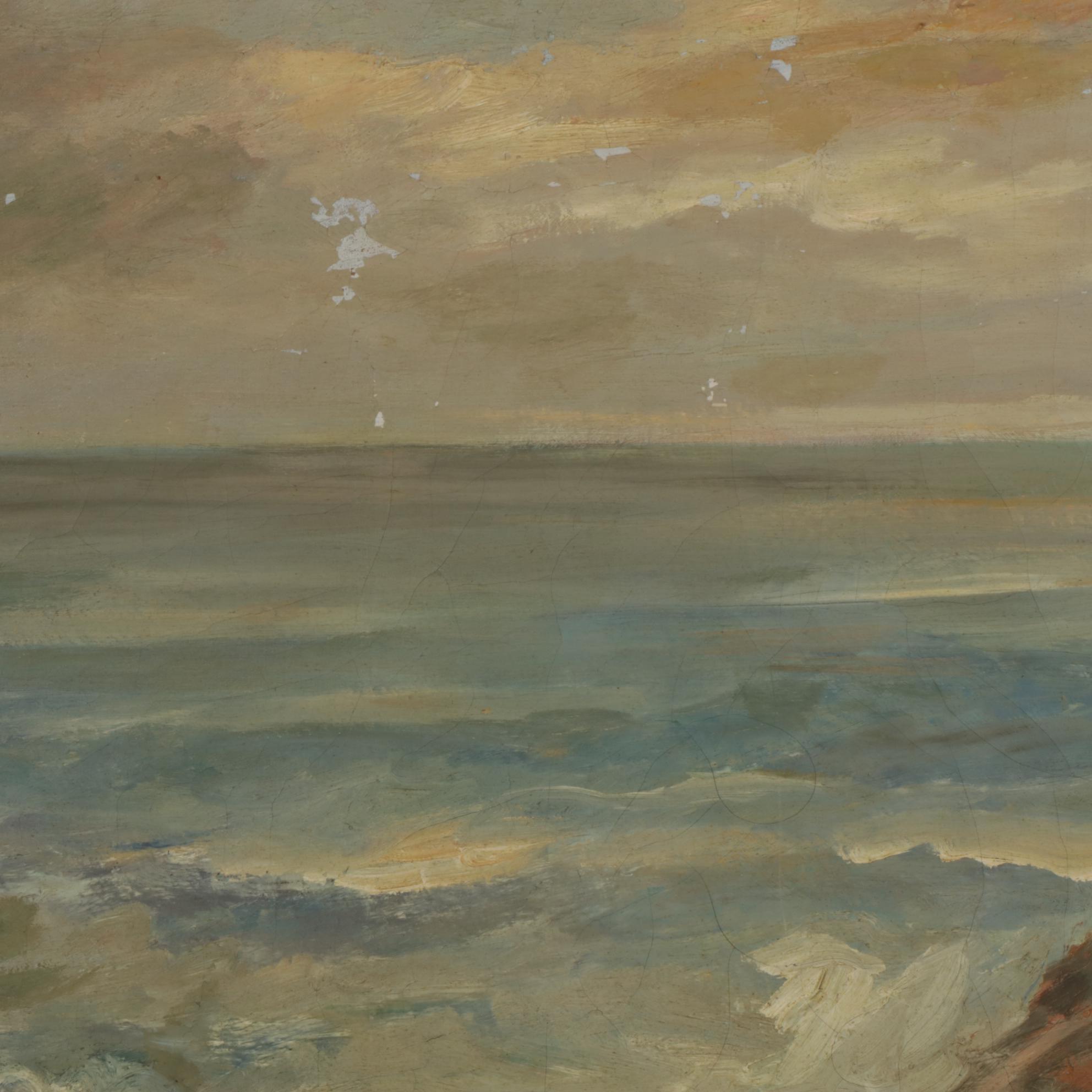 Landscape Oil Painting of Rocky Shore Attributed to Jean J. Hister