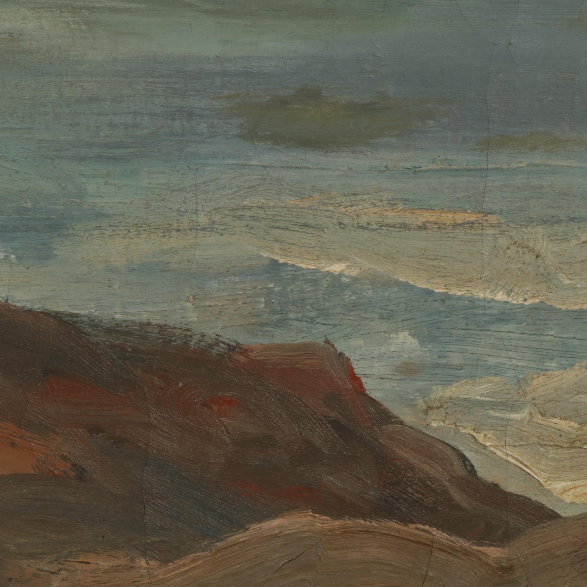Landscape Oil Painting of Rocky Shore Attributed to Jean J. Hister