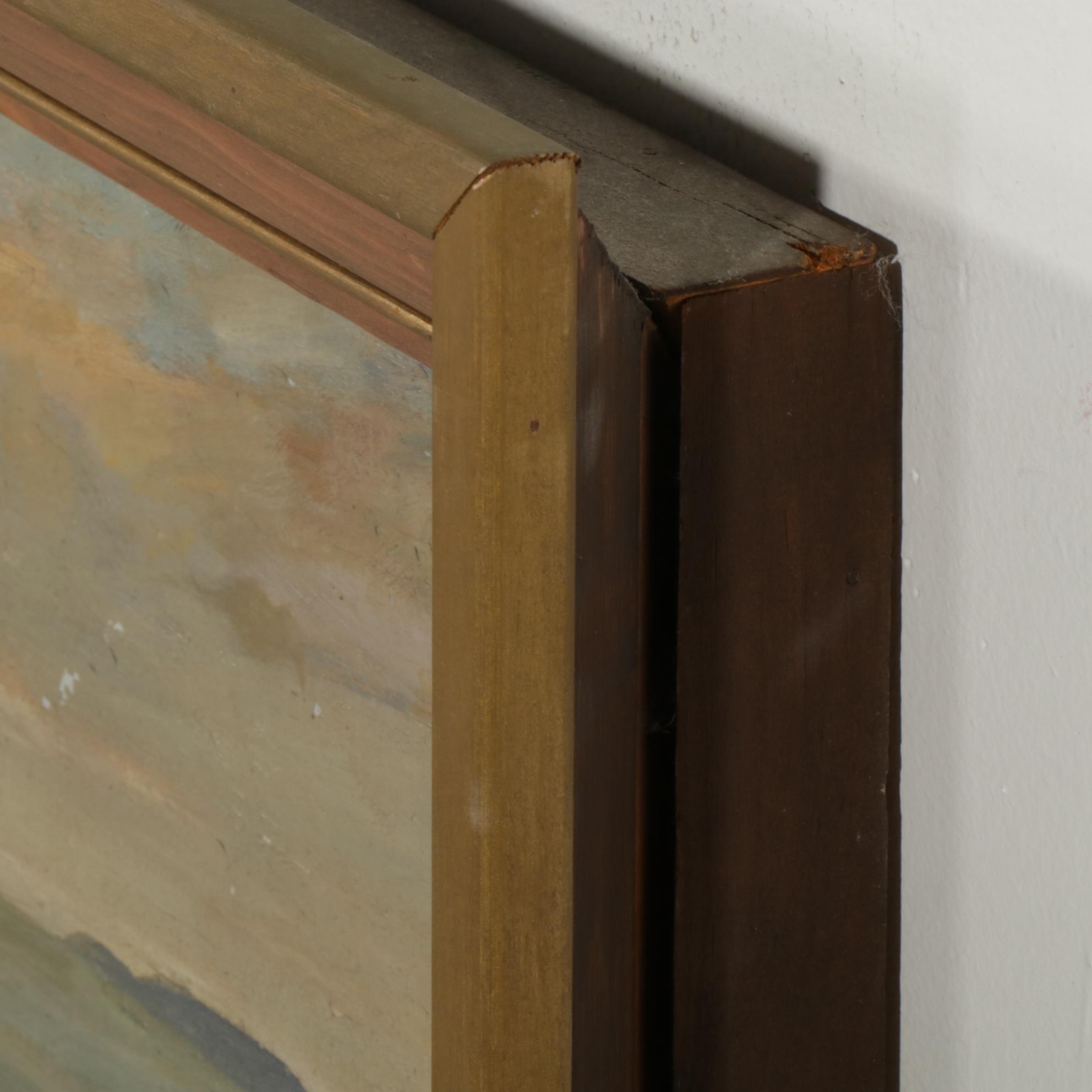 Landscape Oil Painting of Rocky Shore Attributed to Jean J. Hister