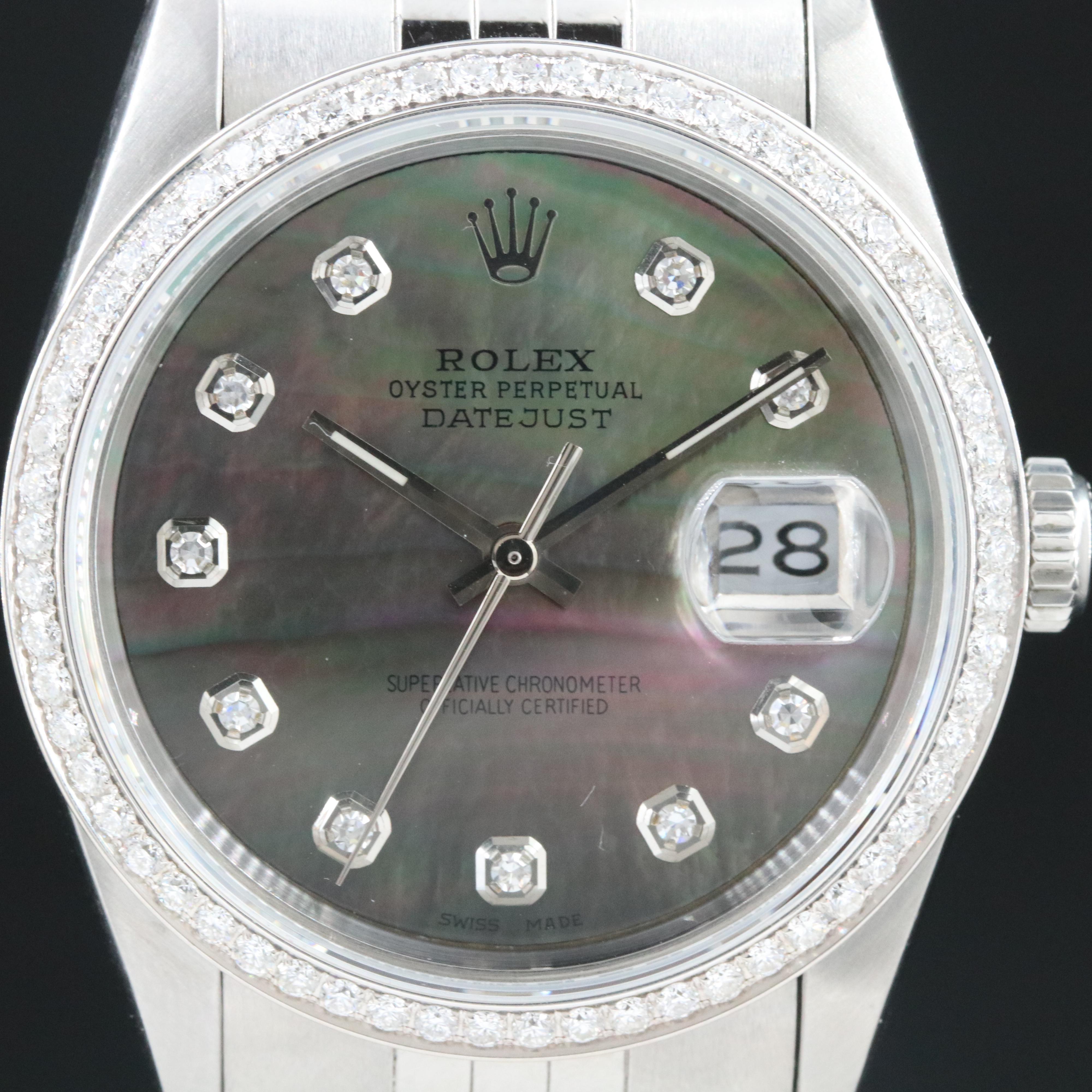 1991 Rolex Custom Diamond Datejust Watch