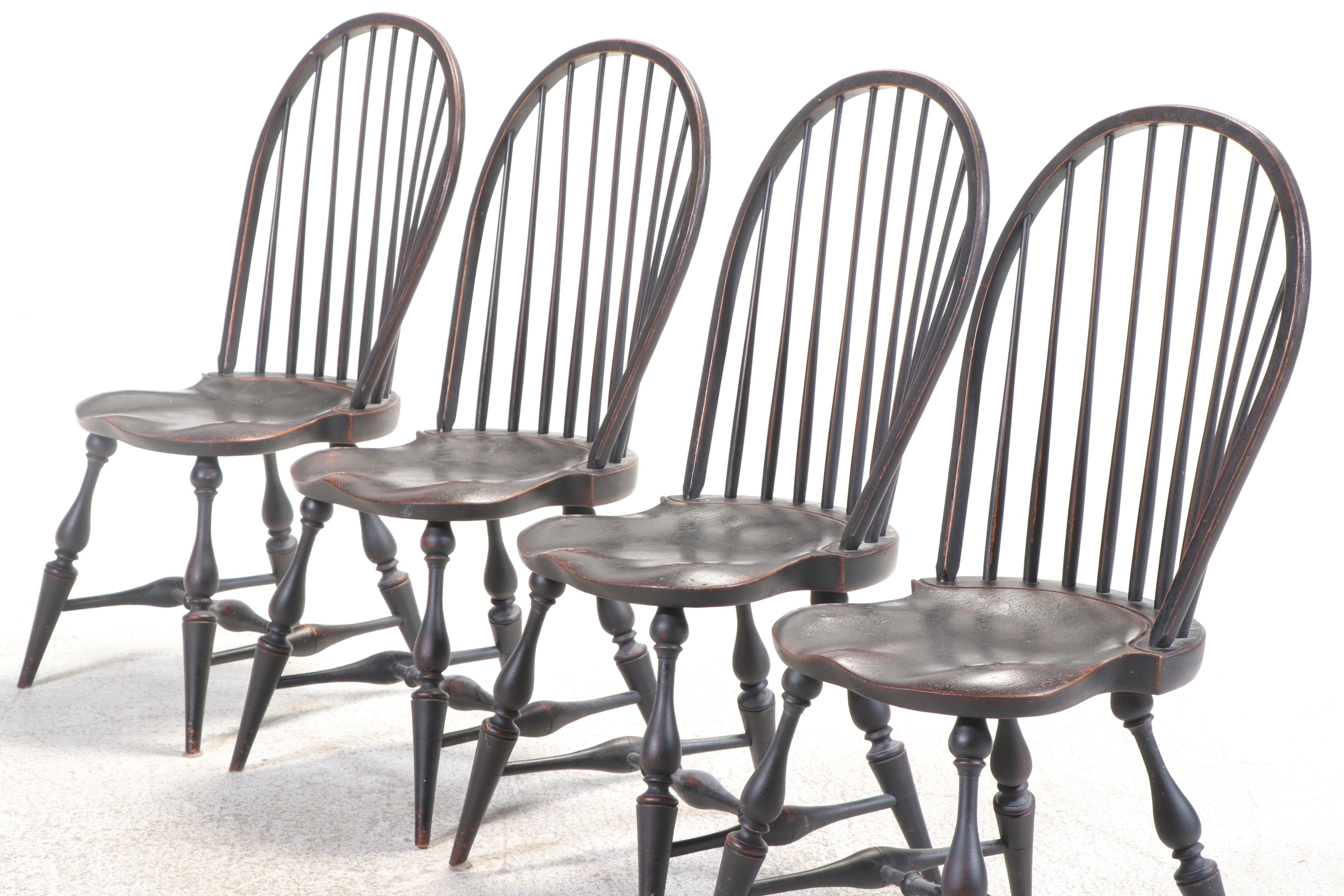 Benner's Woodworking Colonial Style Ebonized Rod-Back Windsor Dining Chairs