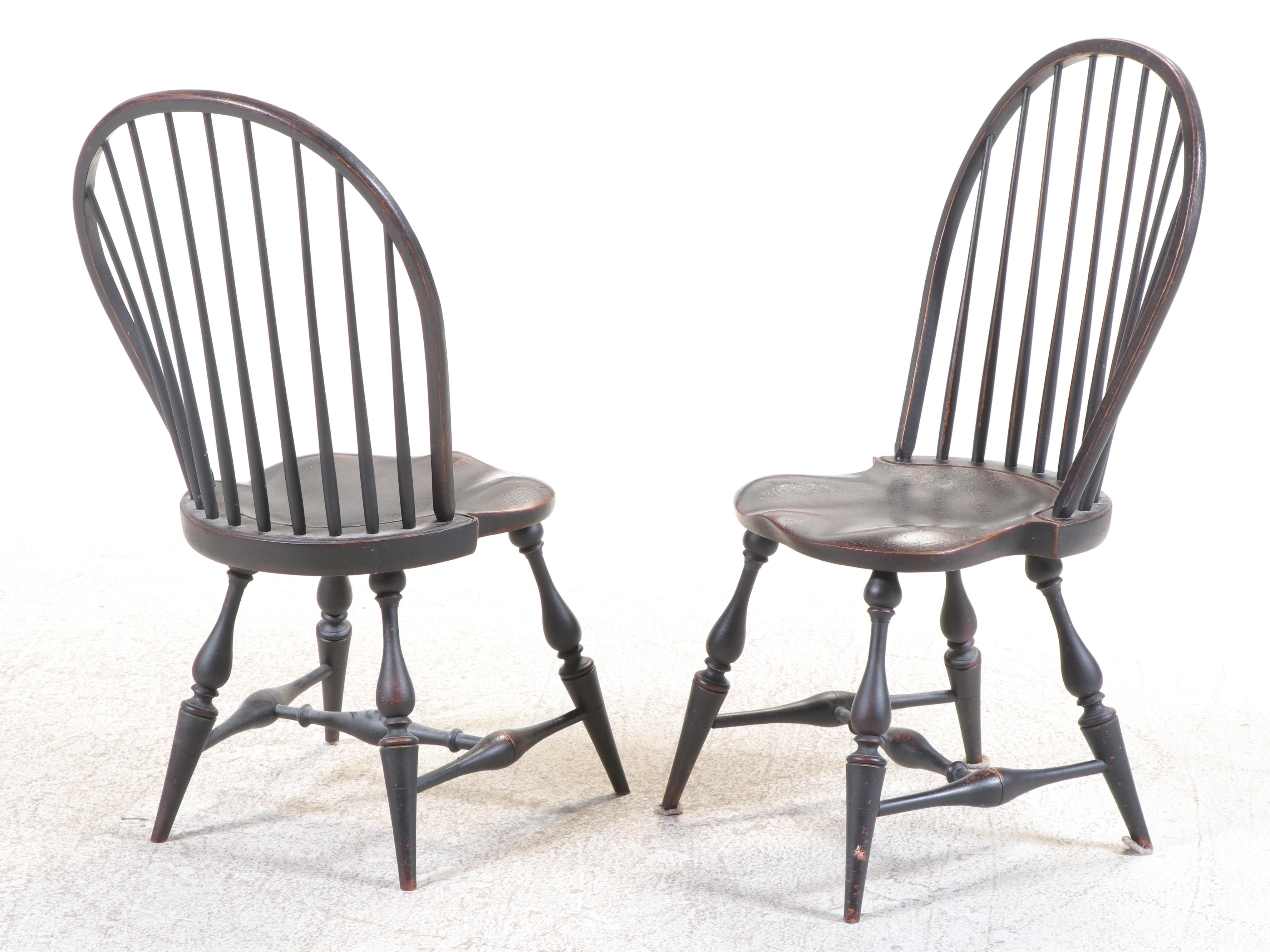 Benner's Woodworking Colonial Style Ebonized Rod-Back Windsor Dining Chairs