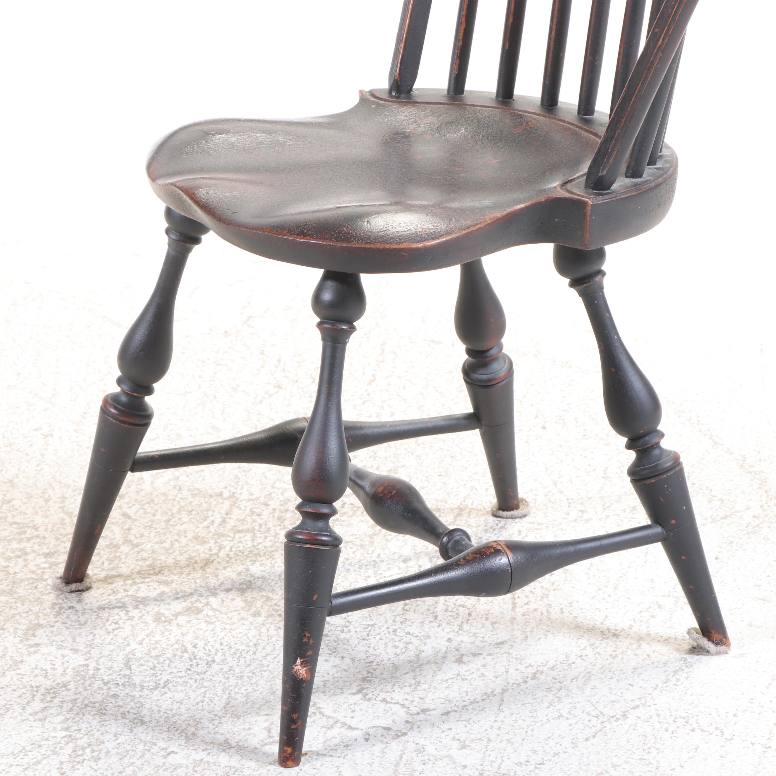 Benner's Woodworking Colonial Style Ebonized Rod-Back Windsor Dining Chairs