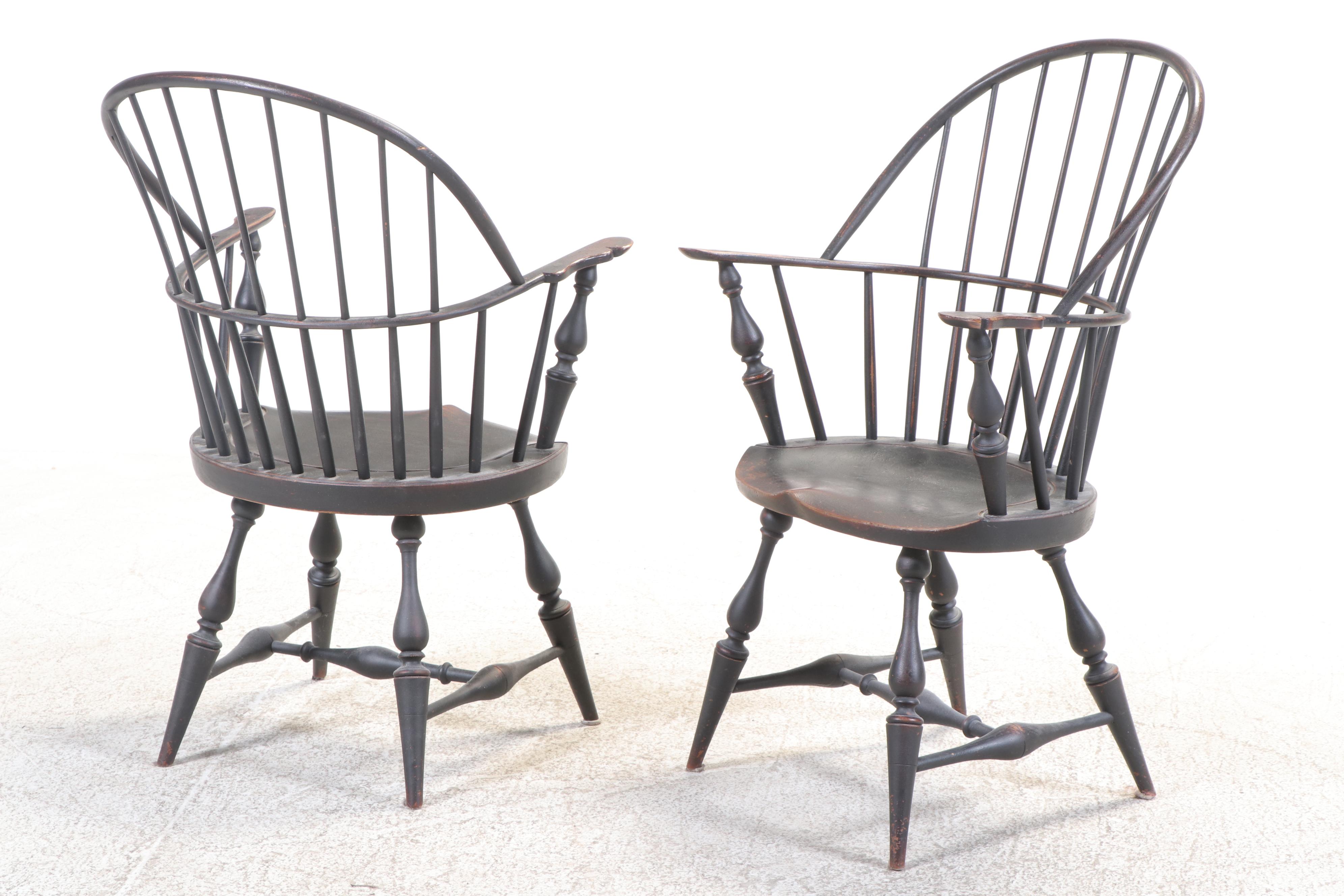 Benner's Woodworking Colonial Style Ebonized Rod-Back Windsor Dining Chairs