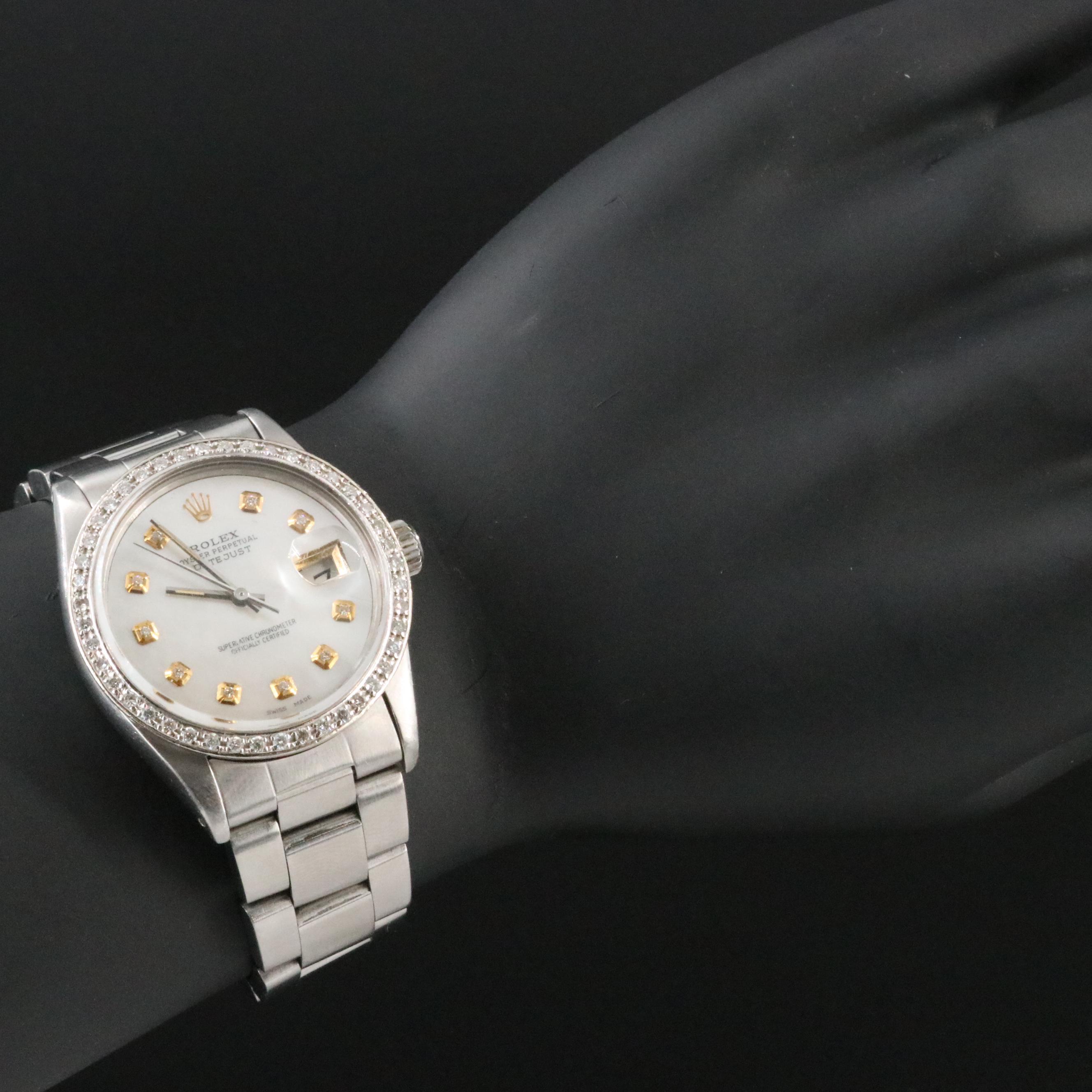 1982 Rolex Custom Diamond Dial and Bezel Datejust Watch