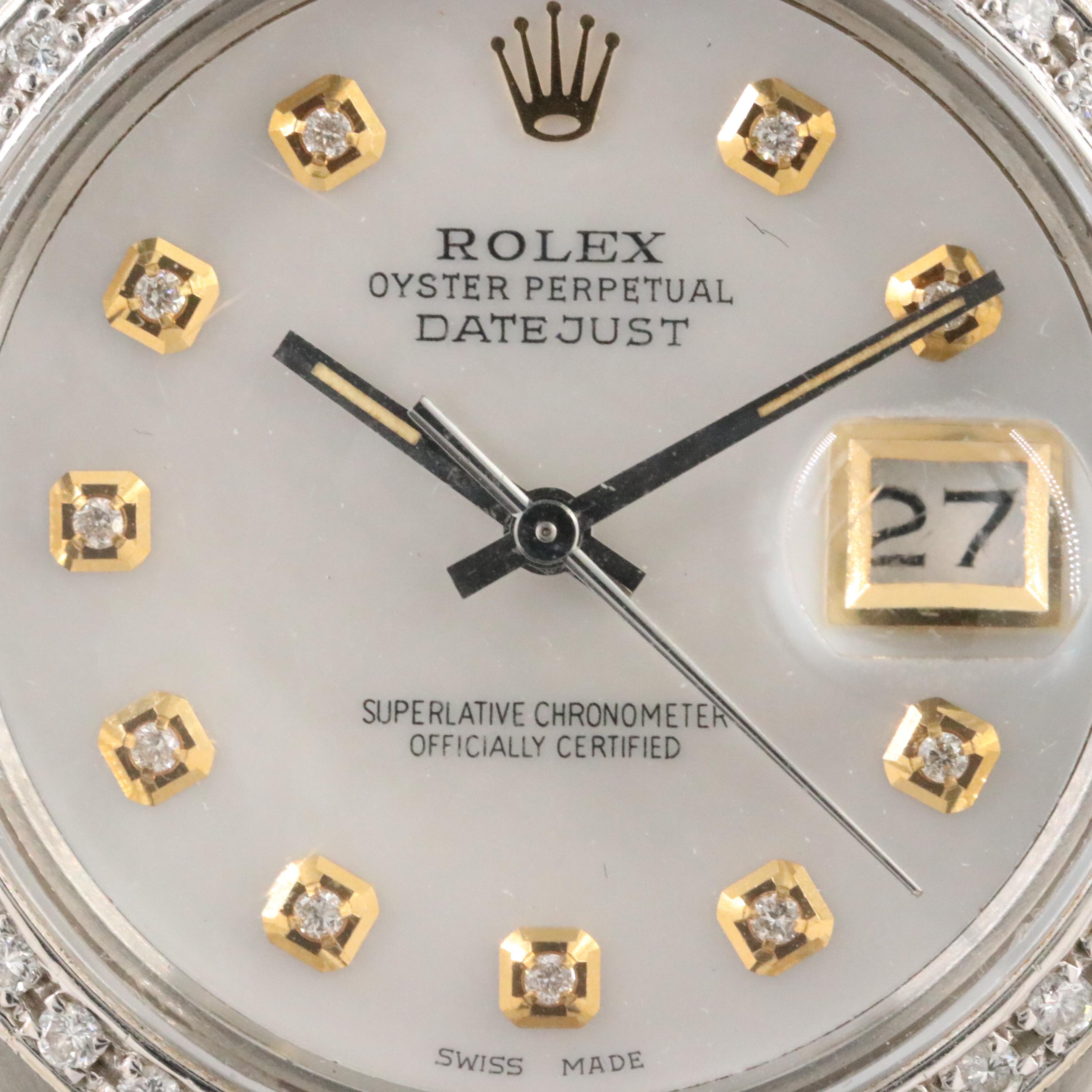 1982 Rolex Custom Diamond Dial and Bezel Datejust Watch