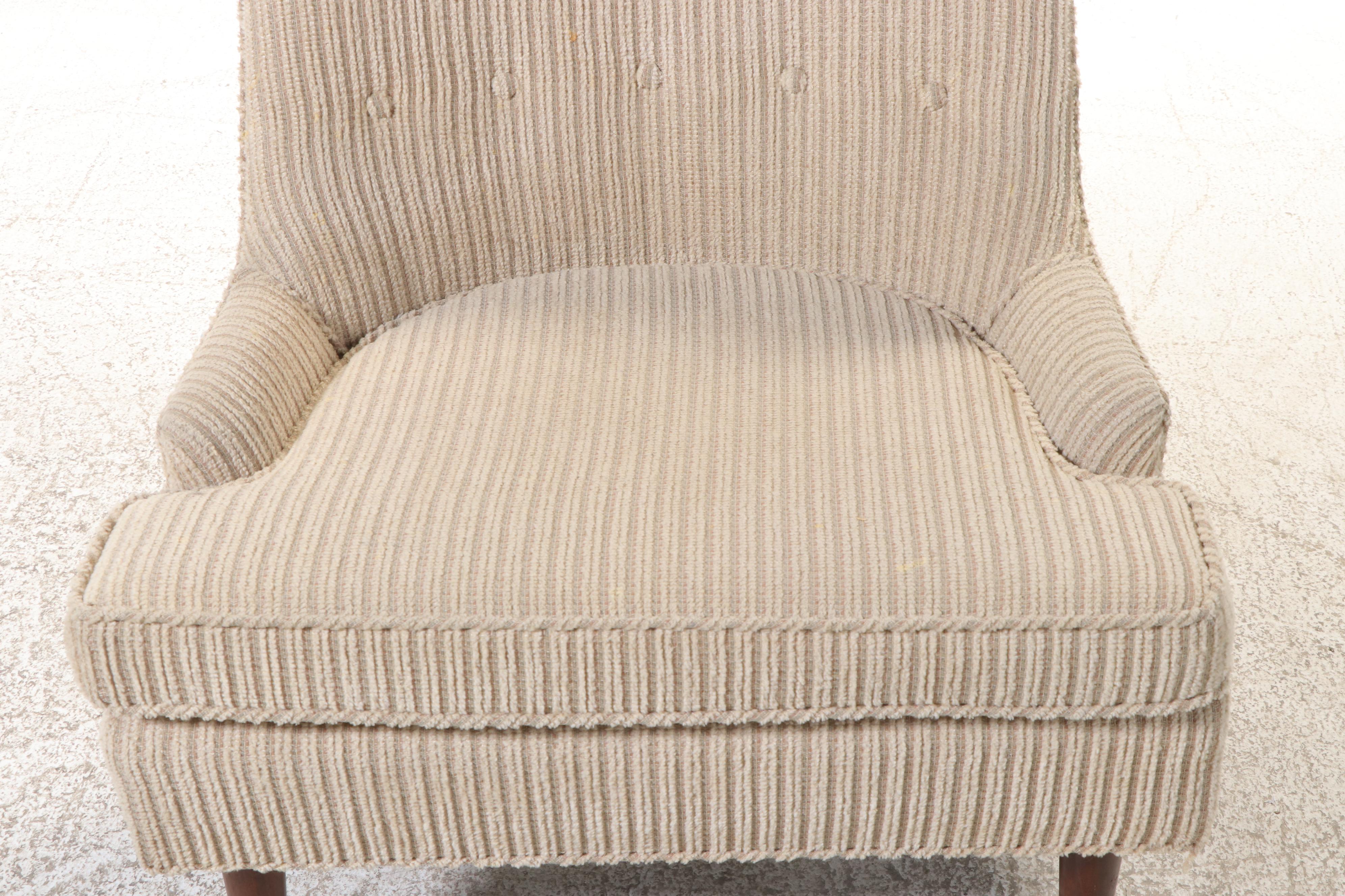 Mid Century Modern Button-Tufted Slipper Chair, Manner of Paul McCobb