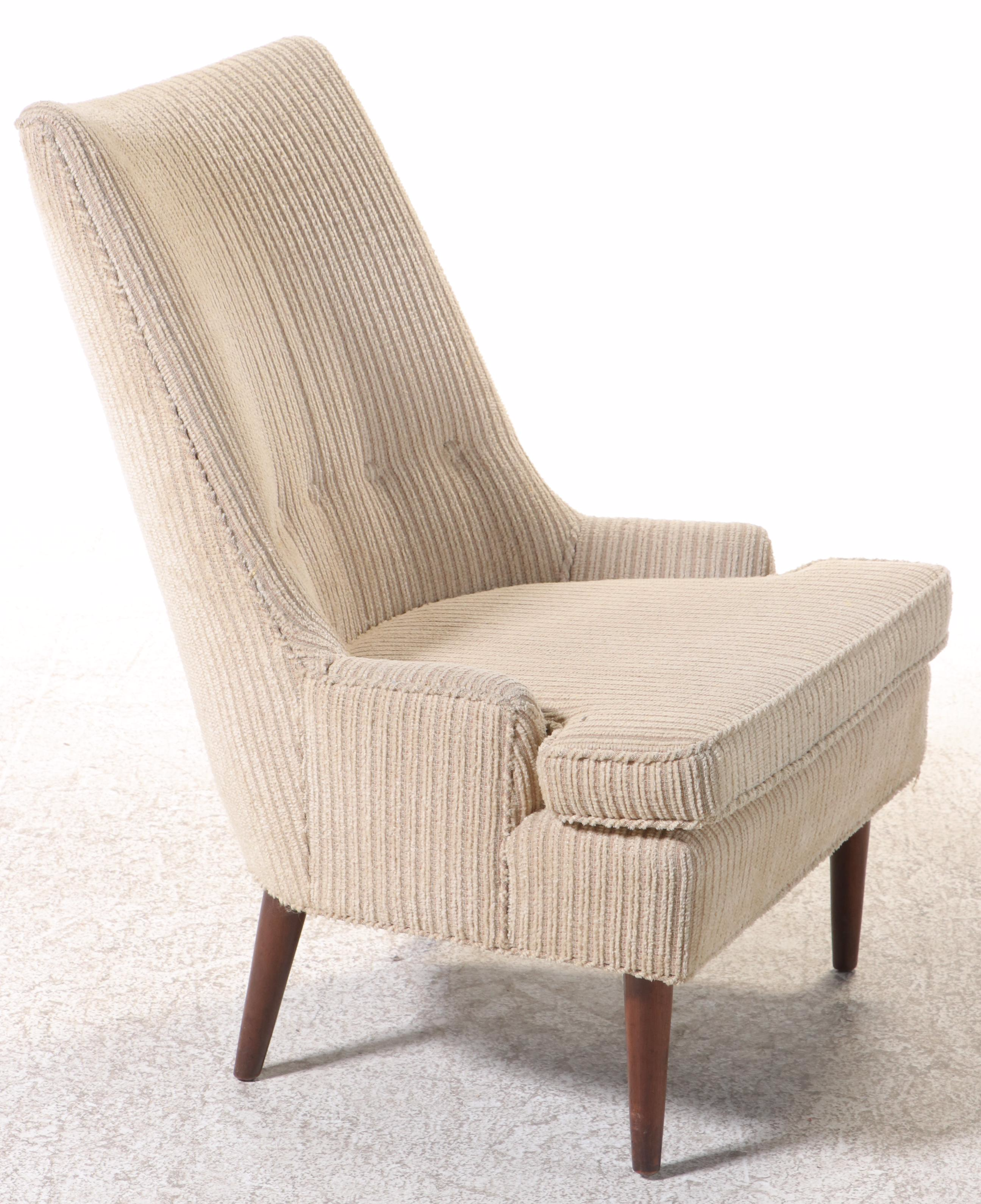 Mid Century Modern Button-Tufted Slipper Chair, Manner of Paul McCobb