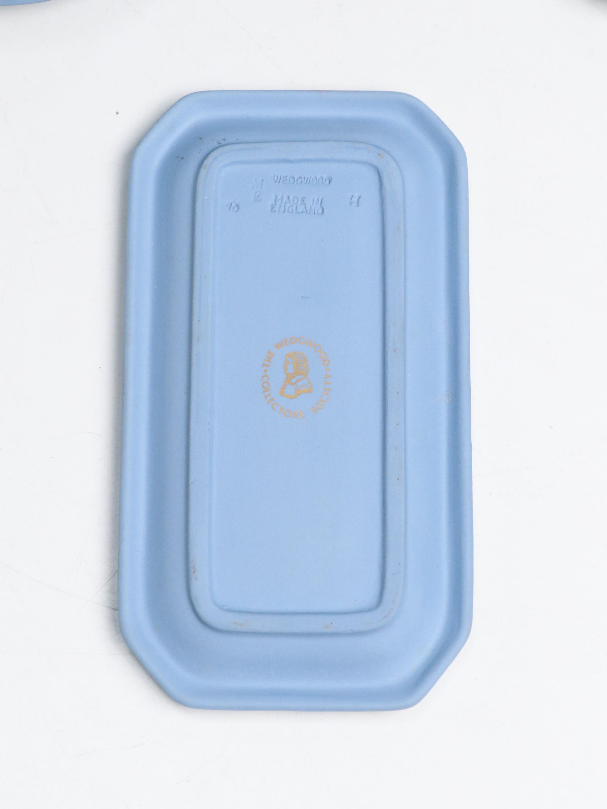 Wedgwood Blue Jasperware Pitchers, Ashtrays, Box, and Dishes