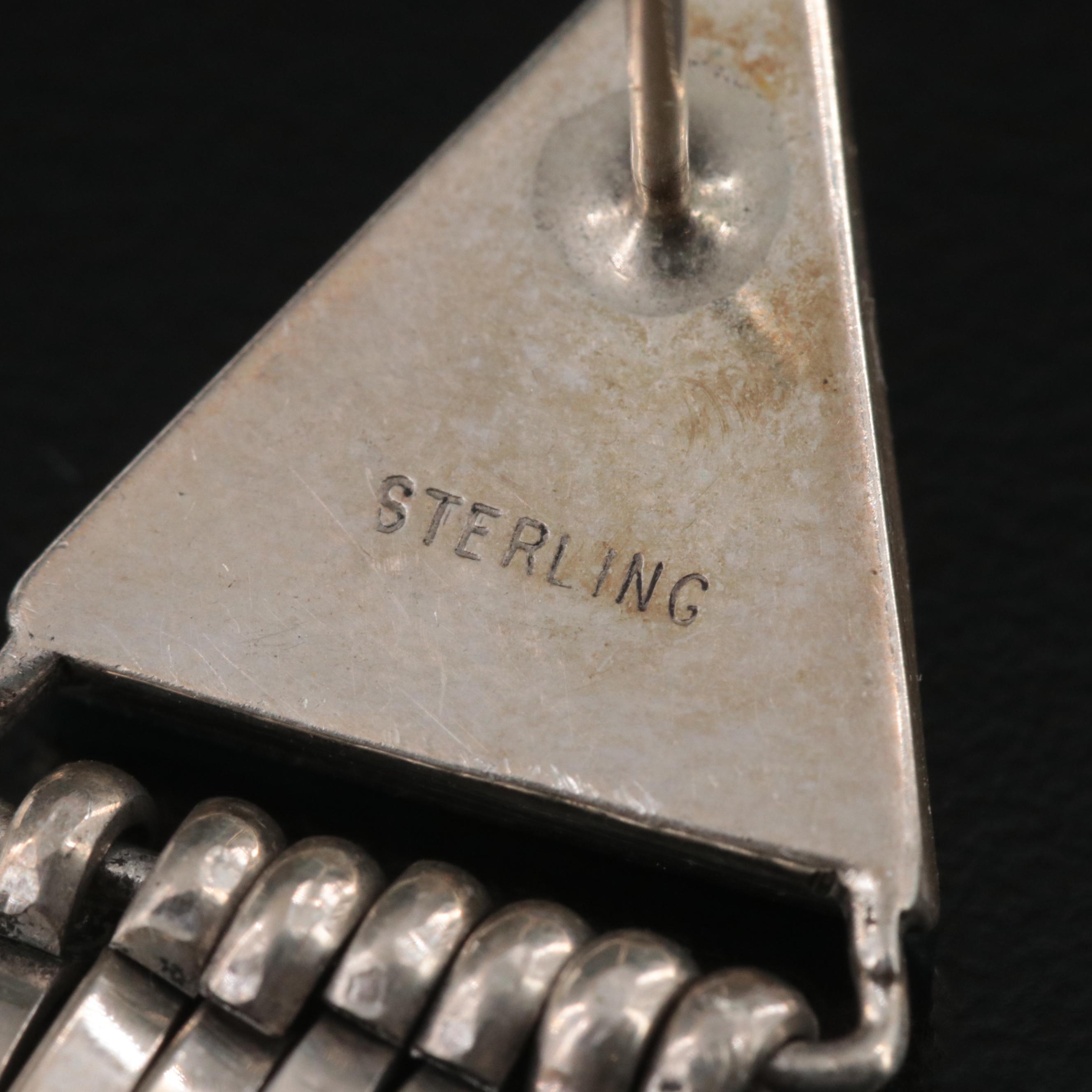 Sterling Earrings with Fringe, Turquoise, Lapis Lazuli and Mother-of-Pearl