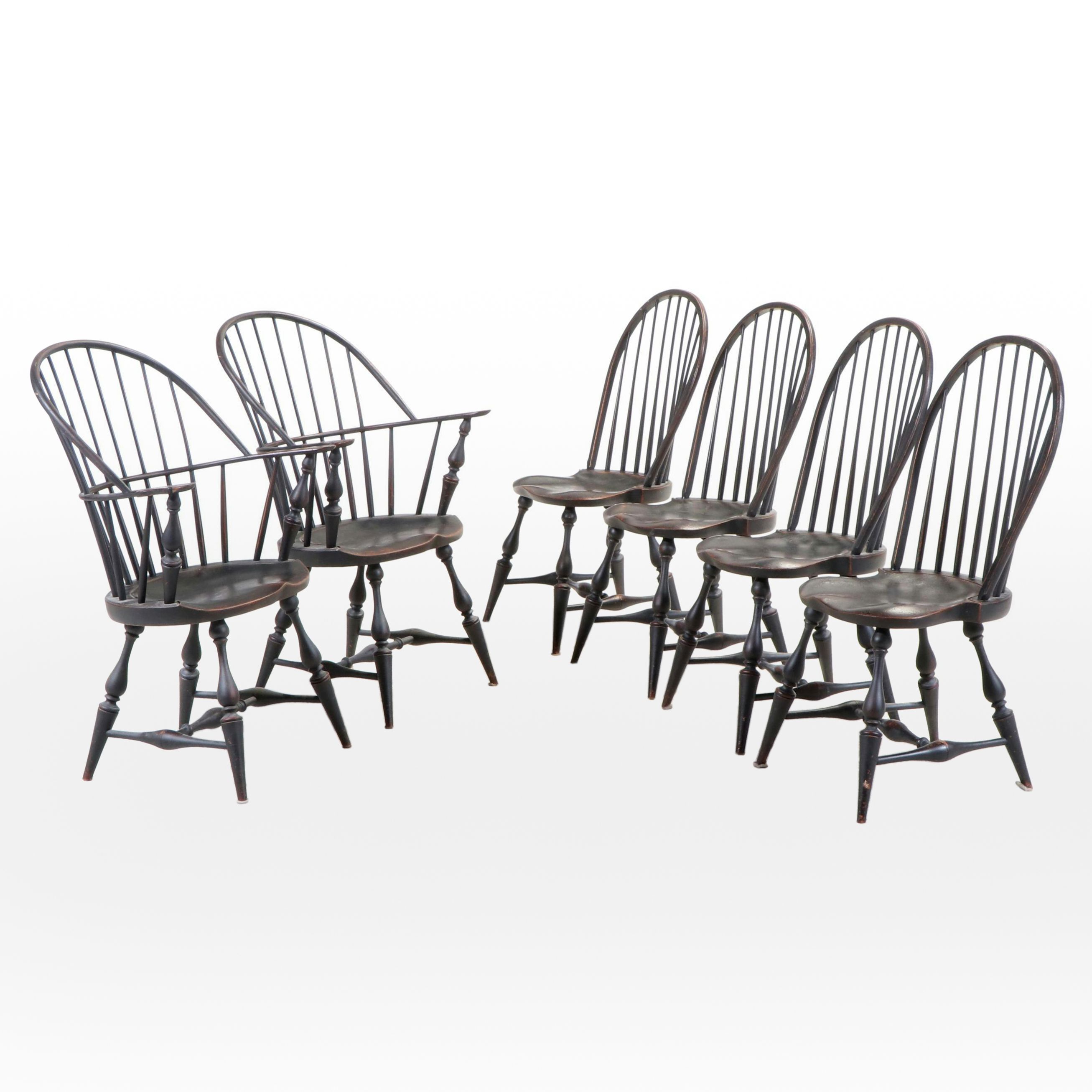 Benner's Woodworking Colonial Style Ebonized Rod-Back Windsor Dining Chairs