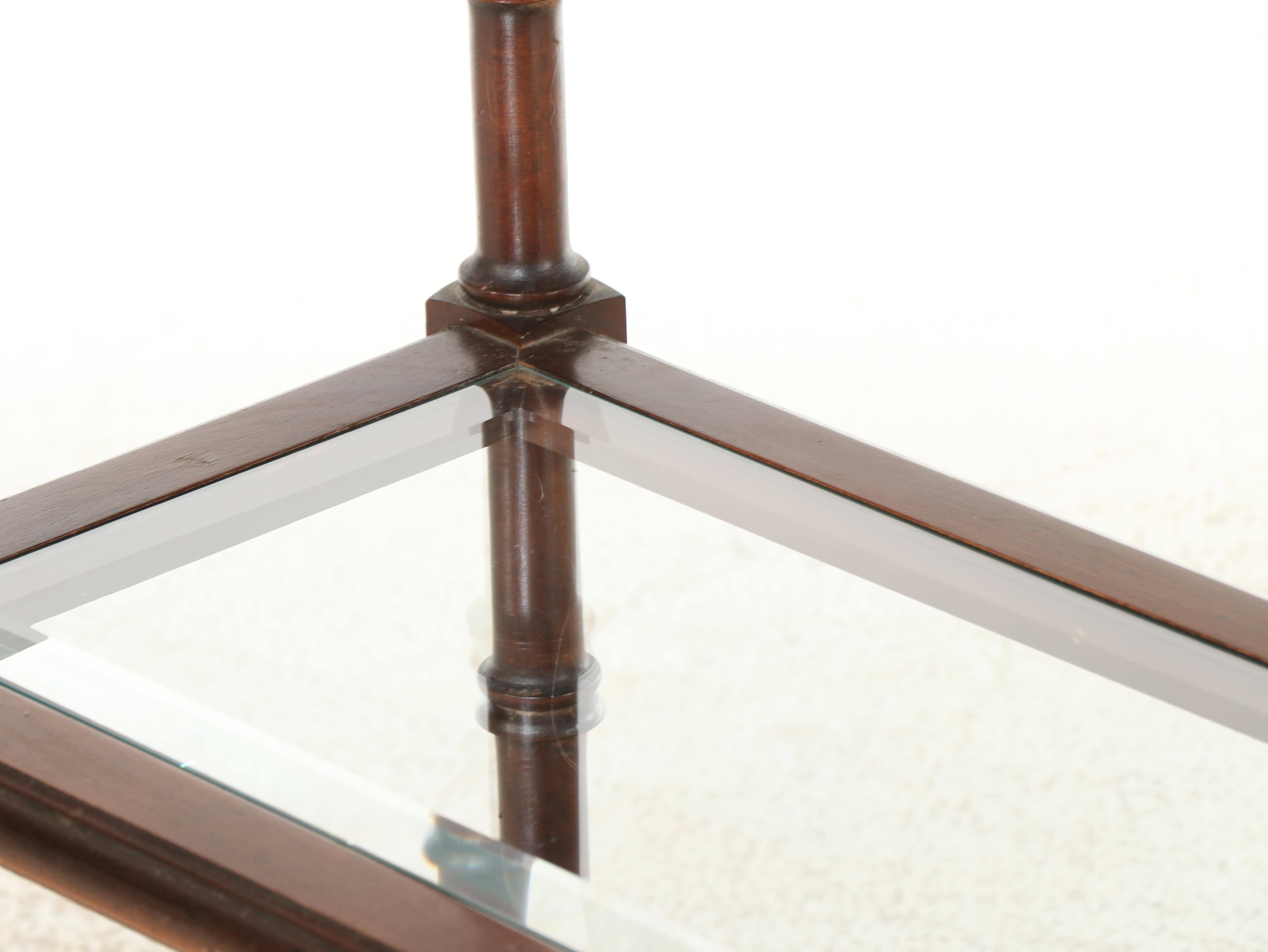 Lane Regency Style Brass-Mounted Hardwood and Glass Etagere