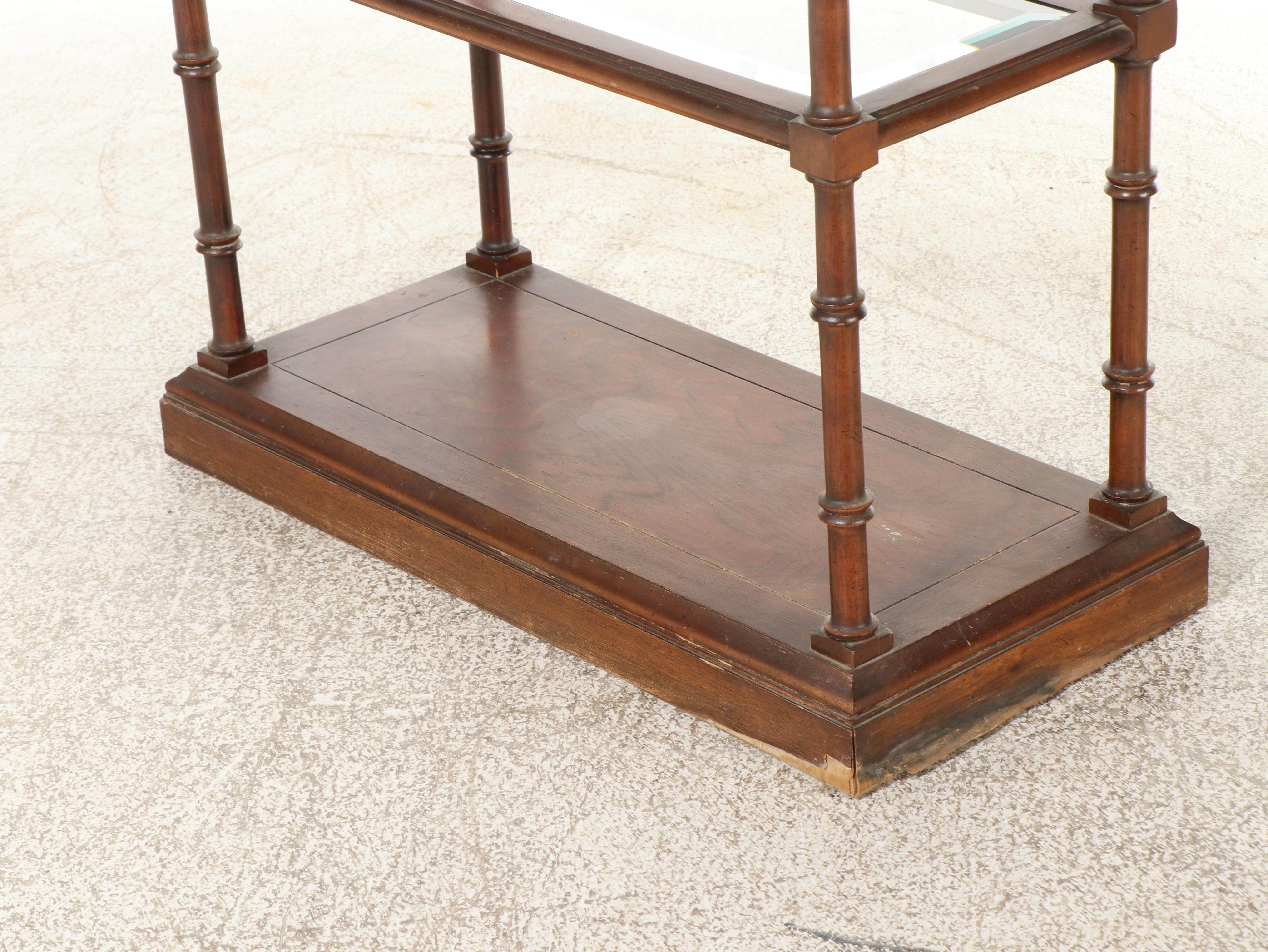 Lane Regency Style Brass-Mounted Hardwood and Glass Etagere