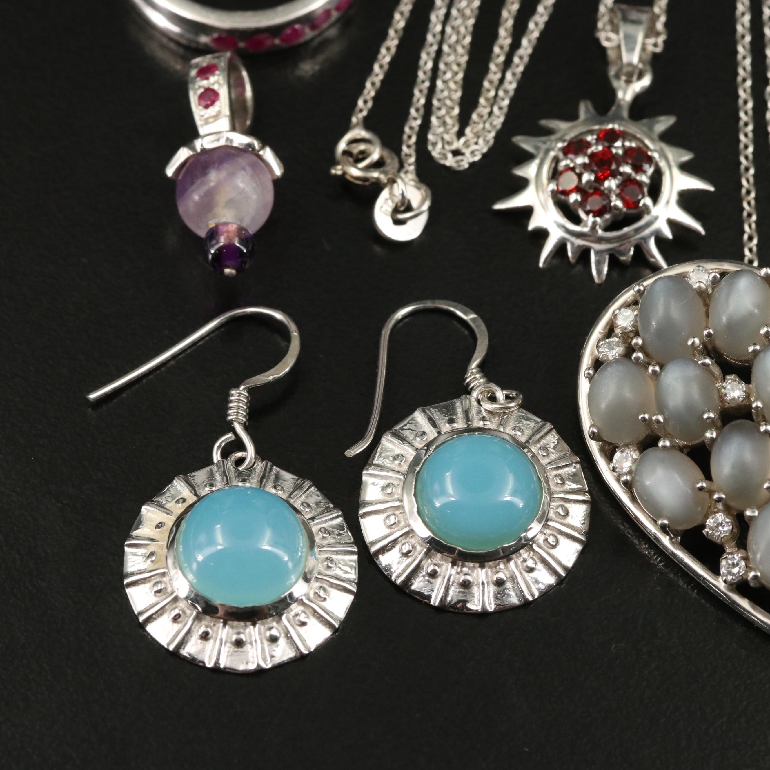 14 Assorted Sterling Silver Rings, Necklaces, Earrings, and Pendants