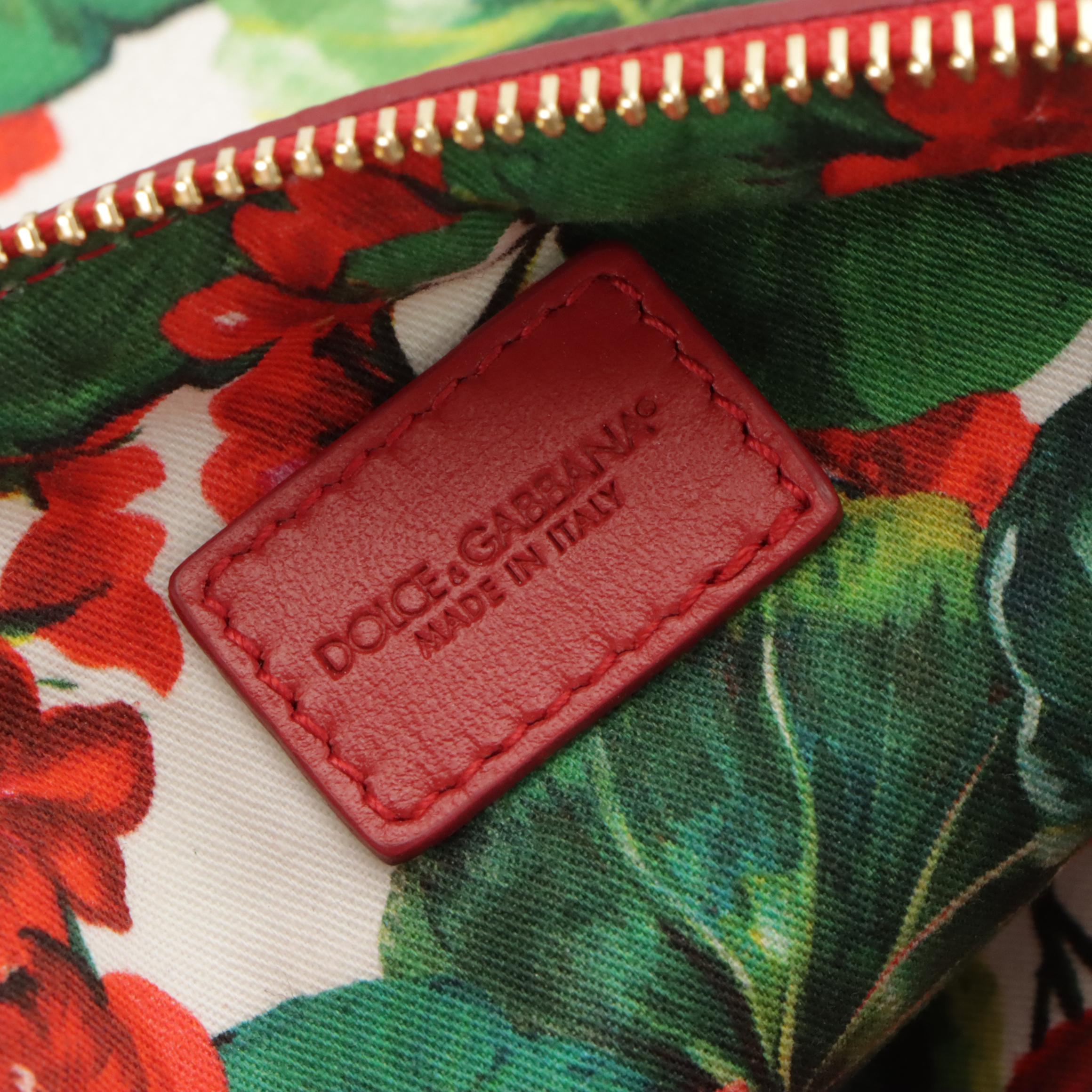 Dolce & Gabbana Logo Geranium Print Clutch with Iguana Leather Trim