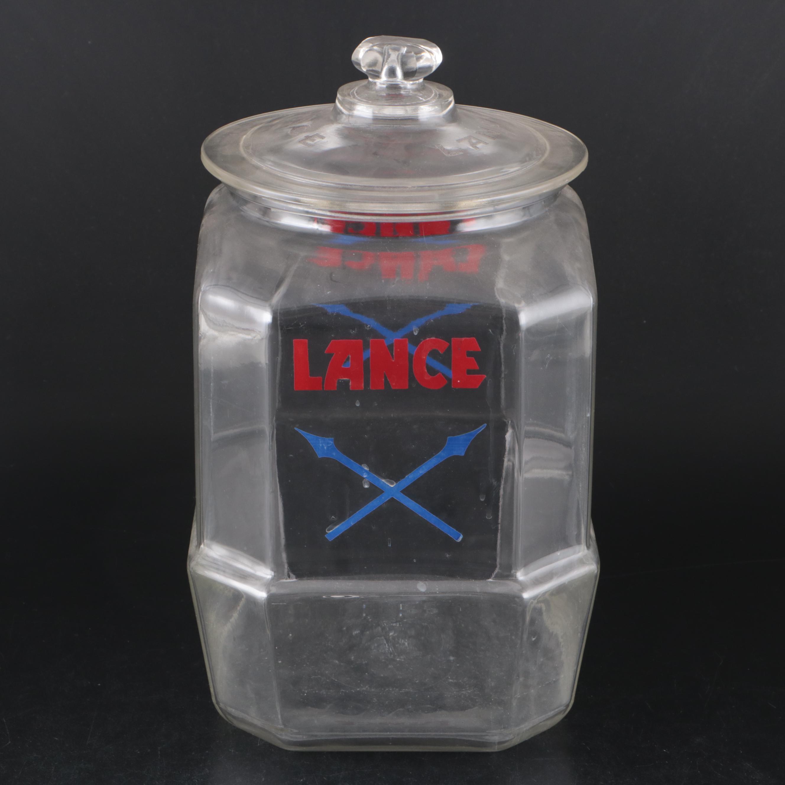 Lance Glass Advertising Jar, Mid-20th Century