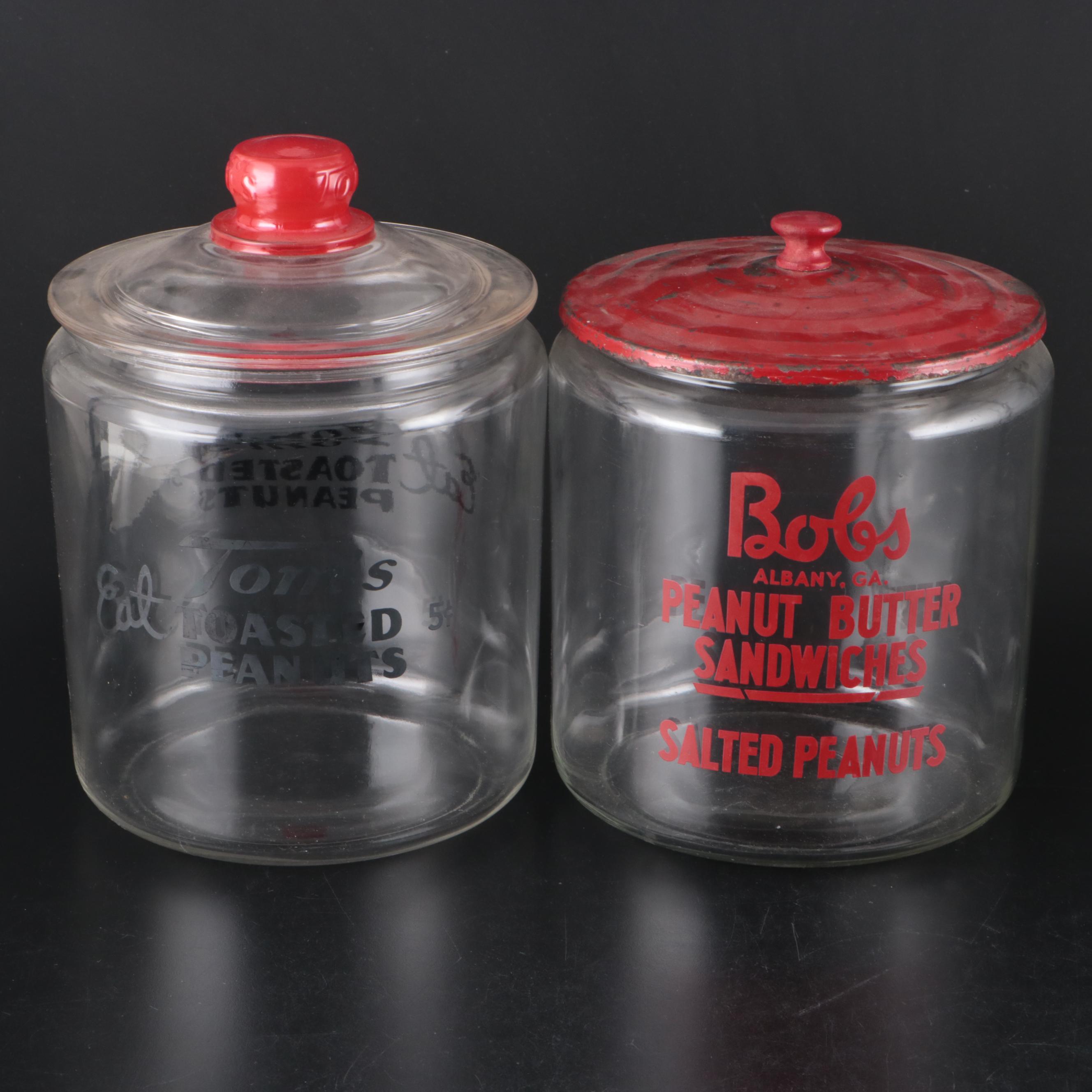 Bob's Peanut Butter Sandwiches and Tom's Toasted Peanuts Glass Jars, Mid-20th C.
