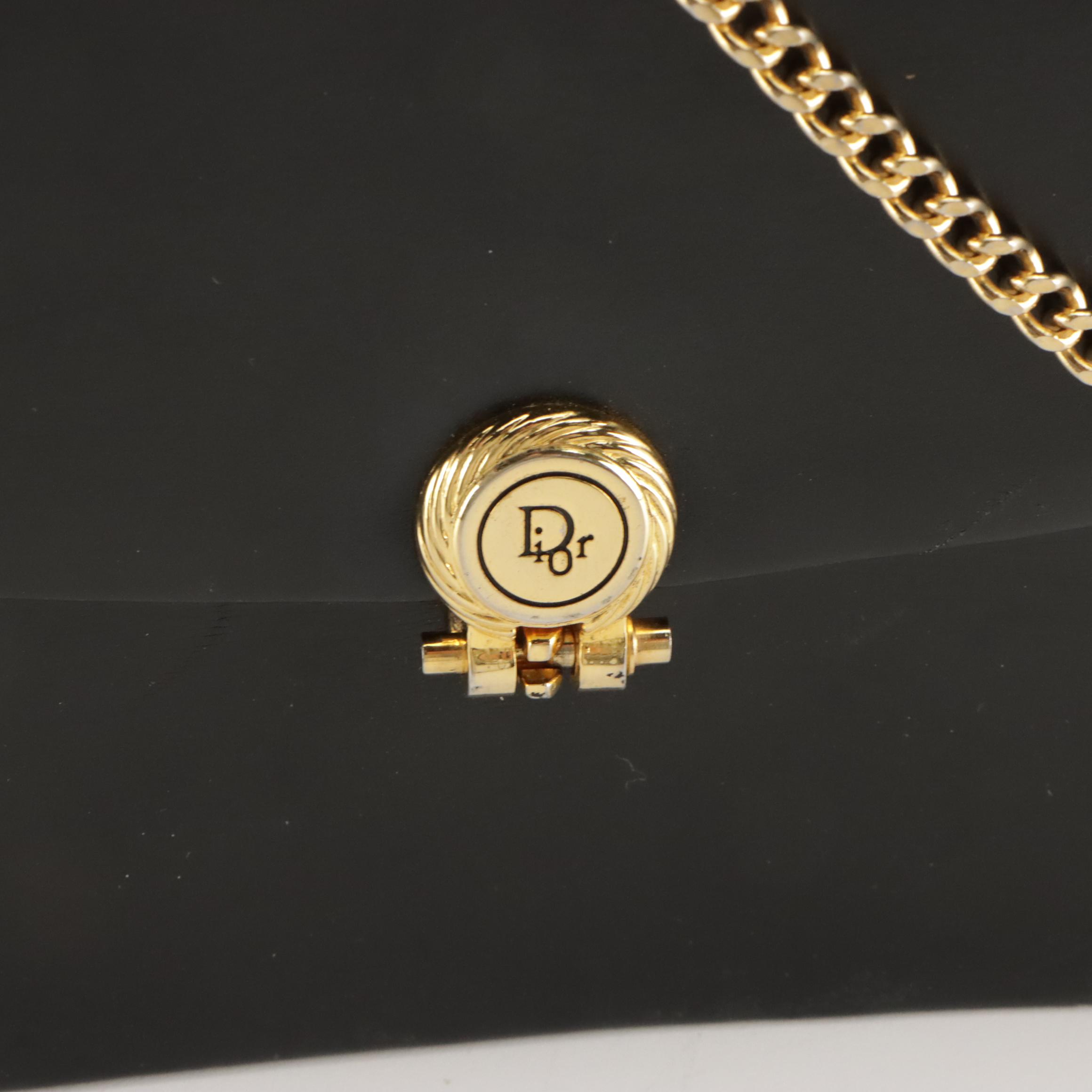 Christian Dior Convertible Clutch Bag in Smooth Black Leather